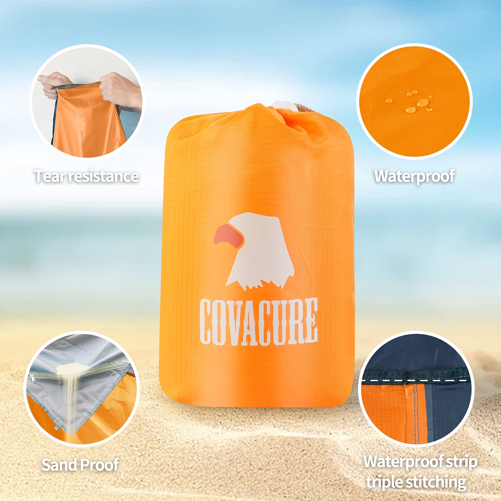 Extra Large Waterproof Beach Blanket 118x108