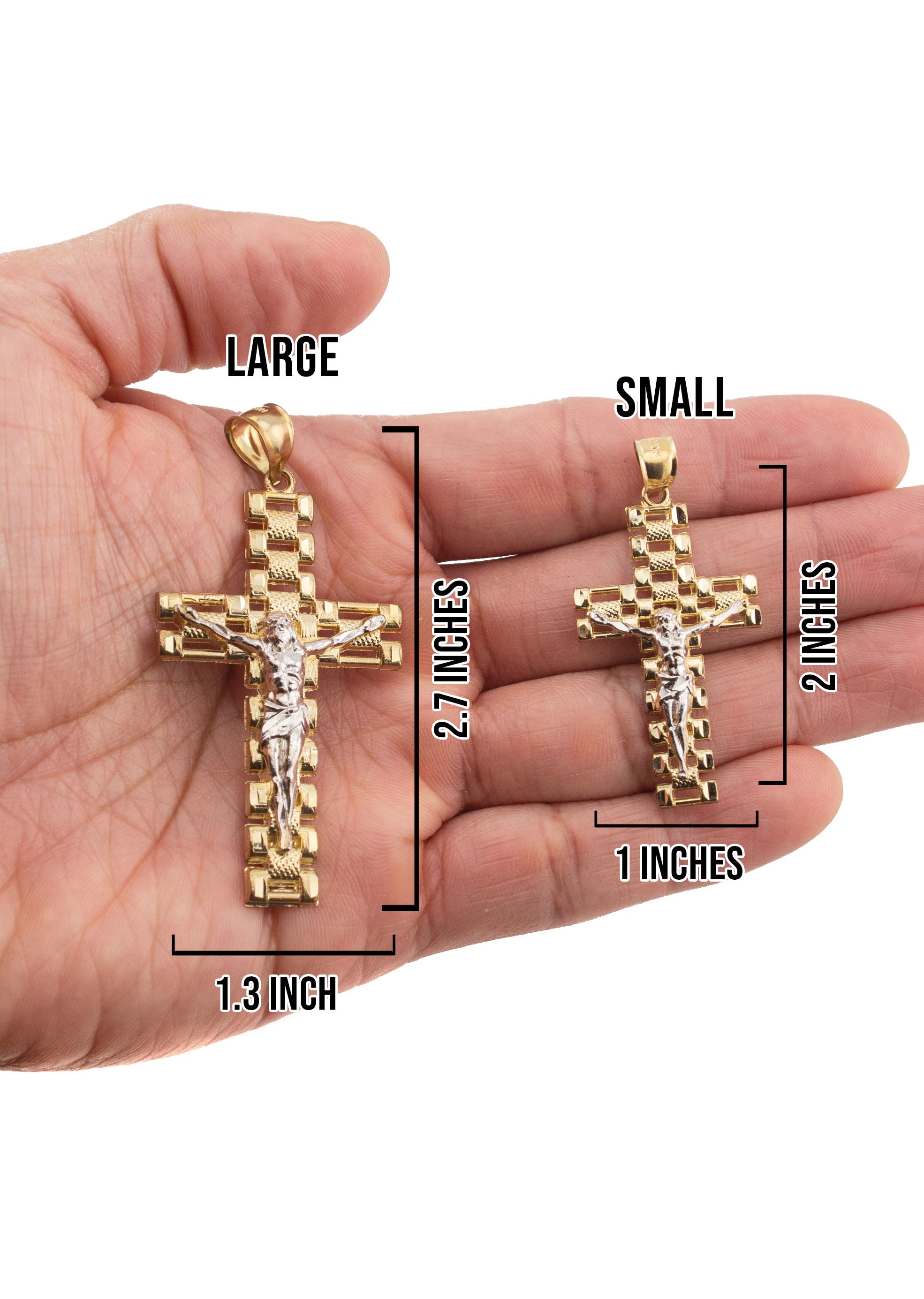 10K Yellow Gold Cross Necklace for Women & Men - Small 9g & Large 17g - Perfect for Everyday Wear, Gifts & Religious Occasions