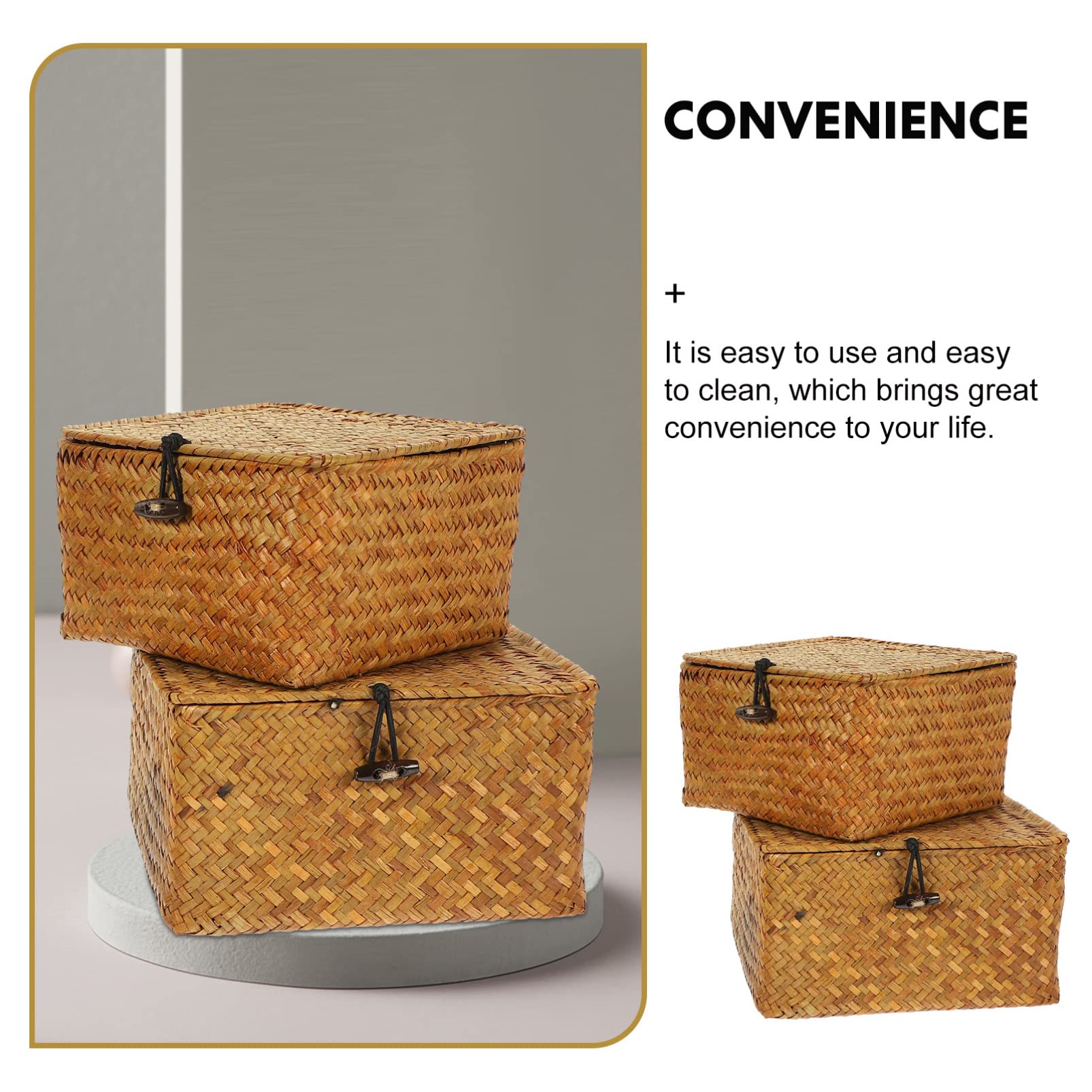 Zerodeko Rattan Storage Basket with Lid - Shelf Organizer for Bread, Cosmetics & Home Decor