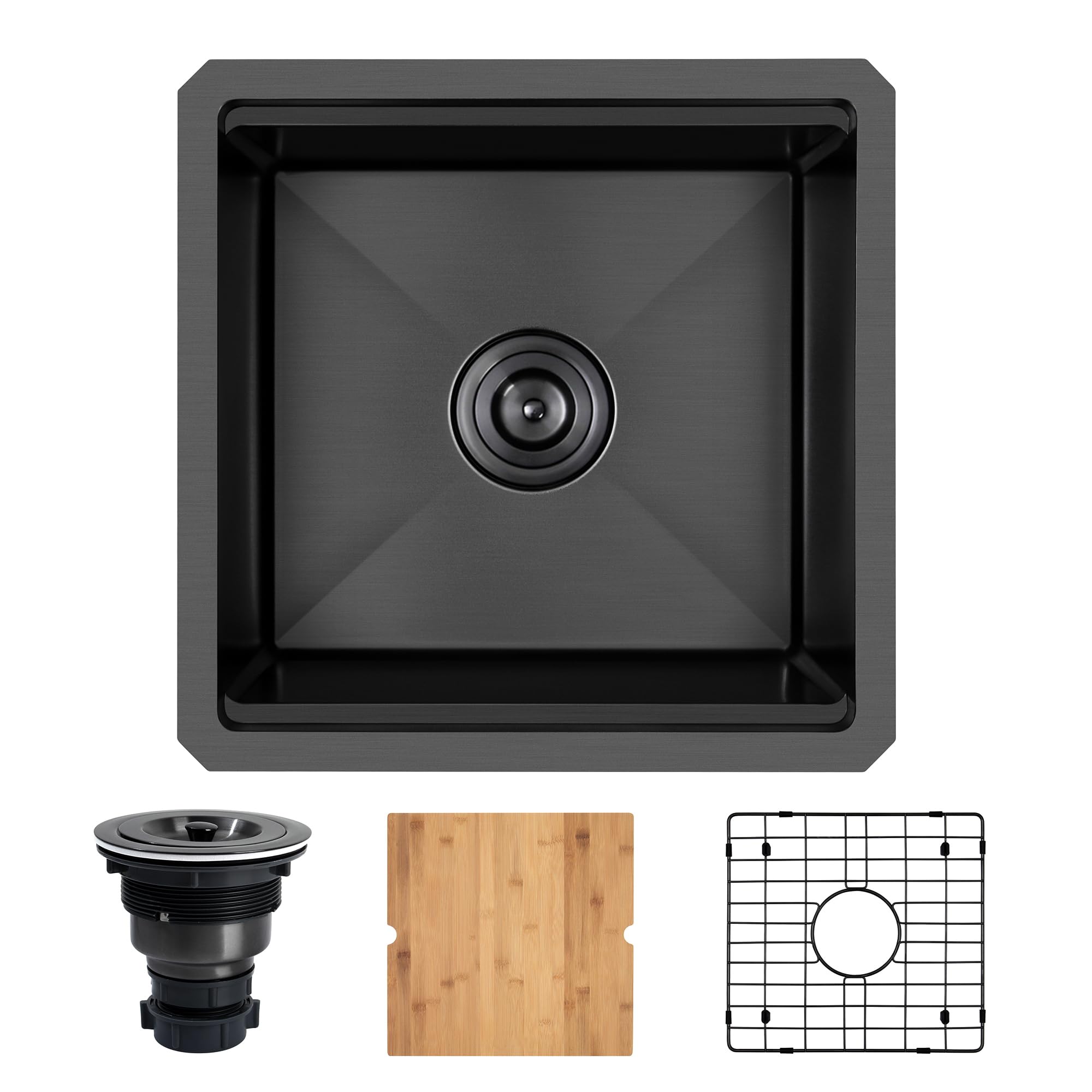 17 Inch Black Undermount Bar Sink - Stainless Steel Small RV Sink with Accessories for Kitchen, Workstation & Camper Use