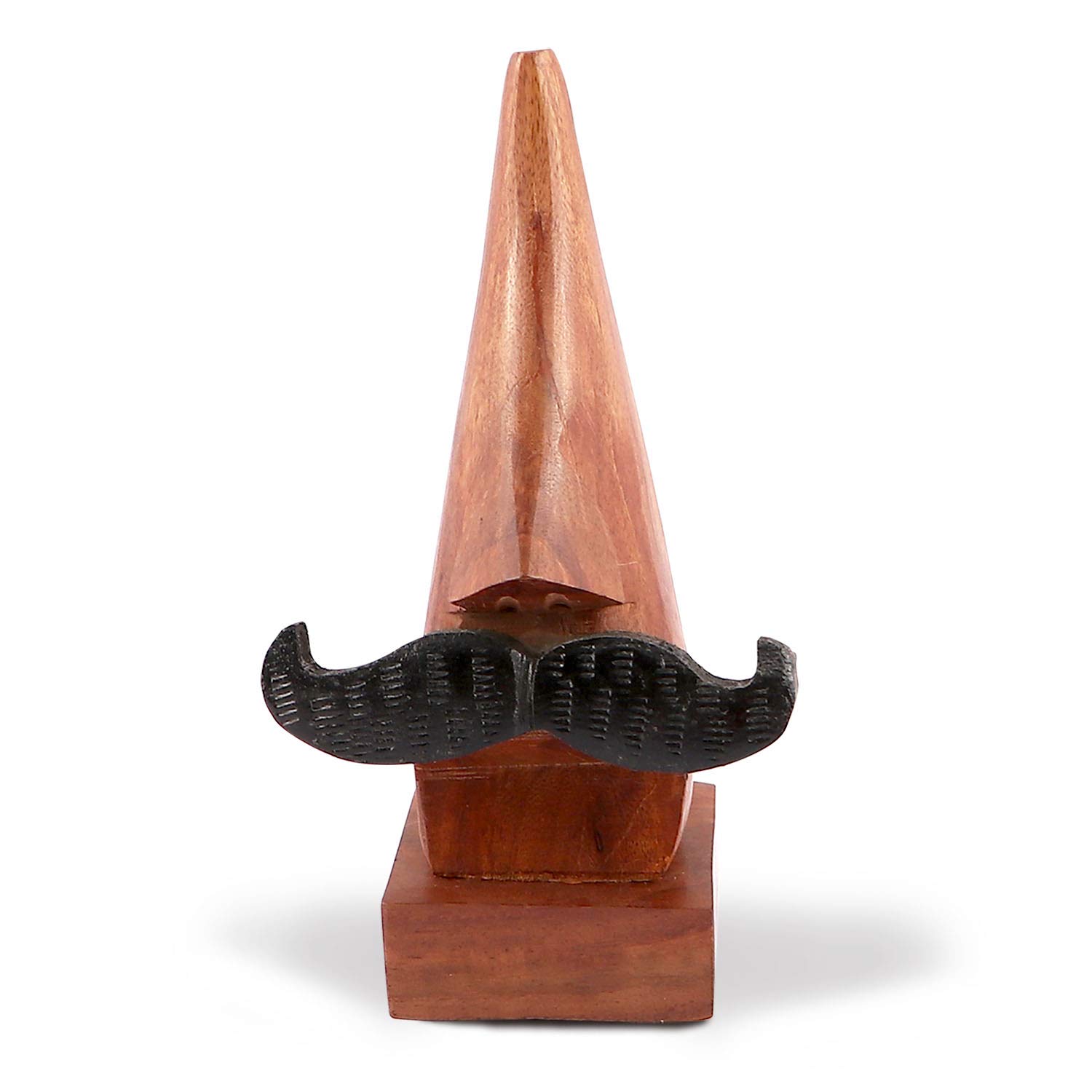 Shalinindia Wooden Eyewear Holder - 6 Inch Sheesham Wood Mustache Design Glasses Stand for Men & Women | Eyeglass & Sunglasses Organizer | Perfect for Bedside, Office Desk, or Travel Accessories (Brown)