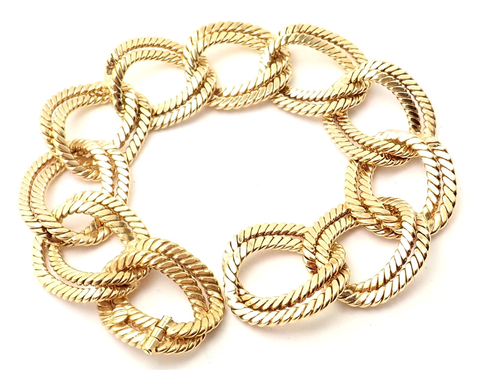 Authentic Verdura 18k Yellow Gold Rope Link Bracelet - Luxury Vintage Jewelry for Women - Perfect for Weddings, Parties & Special Occasions