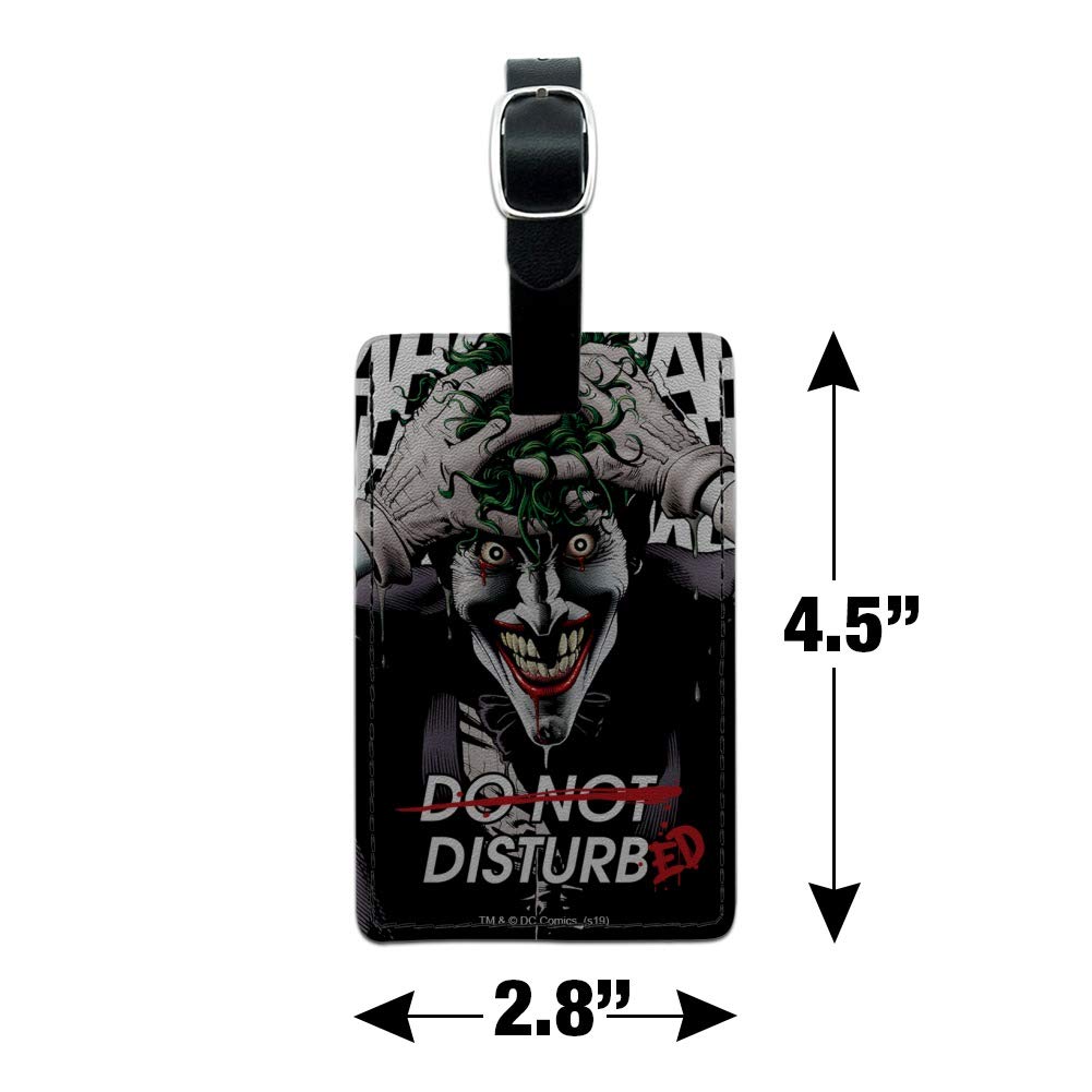 Batman Disturbed Joker Rectangle Leather Luggage Tag - Durable Suitcase ID Tag for Carry-On Bags - Perfect for Travel, Cosplay & Comic Con Events