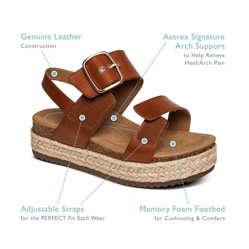 AETREX VANIA Arch Support Platform Sandals for Women - Comfortable Orthopedic Footwear for Walking, Travel & Everyday Wear