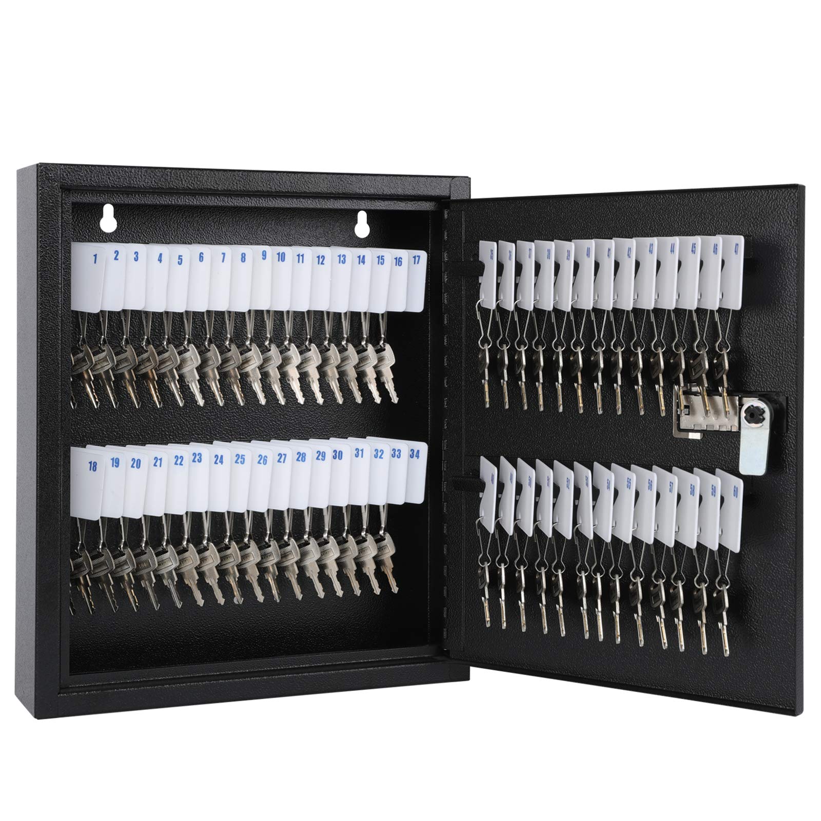 KYODOLED 60-Key Storage Lock Box with Digital Code - Wall Mount Combination Safe Box with Key Hooks & Labels (Black) - Perfect for Home, Office & Hotel Key Organization