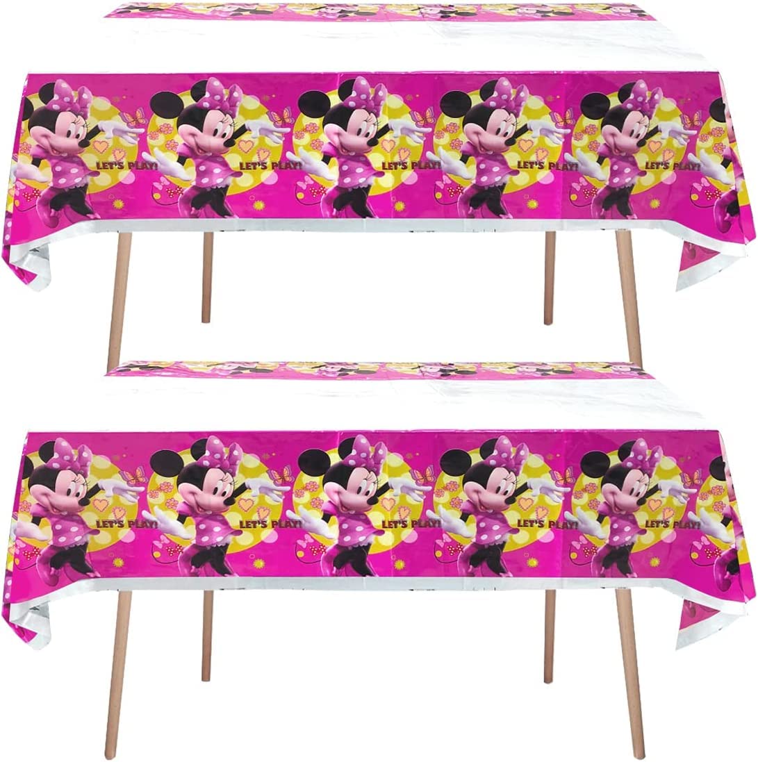 2-Piece Pink Mouse Tablecloth Set for Birthday Parties - 70.8