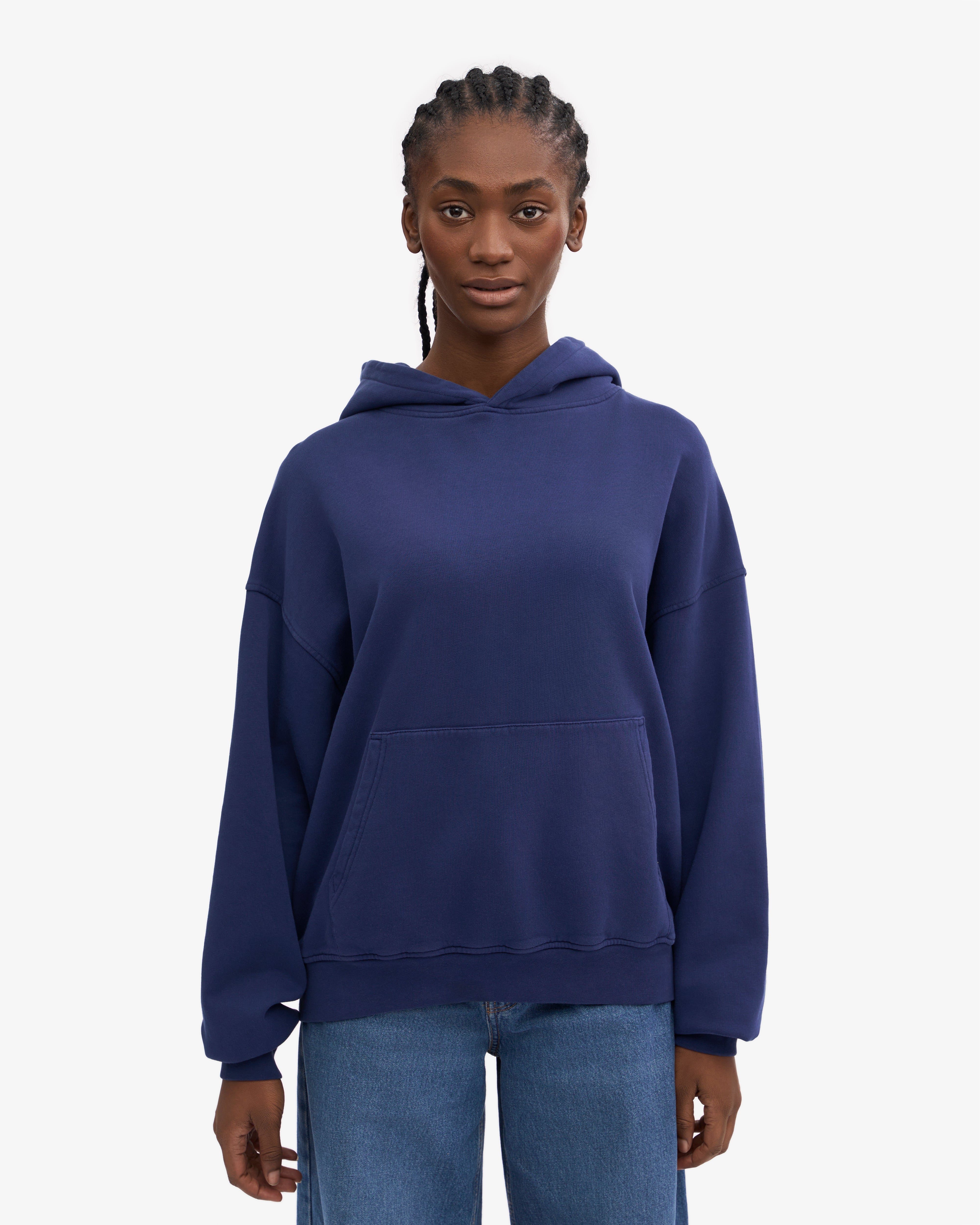 Organic Oversized Hoodie - Soft & Comfortable Unisex Pullover Sweatshirt - Marine Blue - Perfect for Casual Wear, Lounging & Outdoor Activities