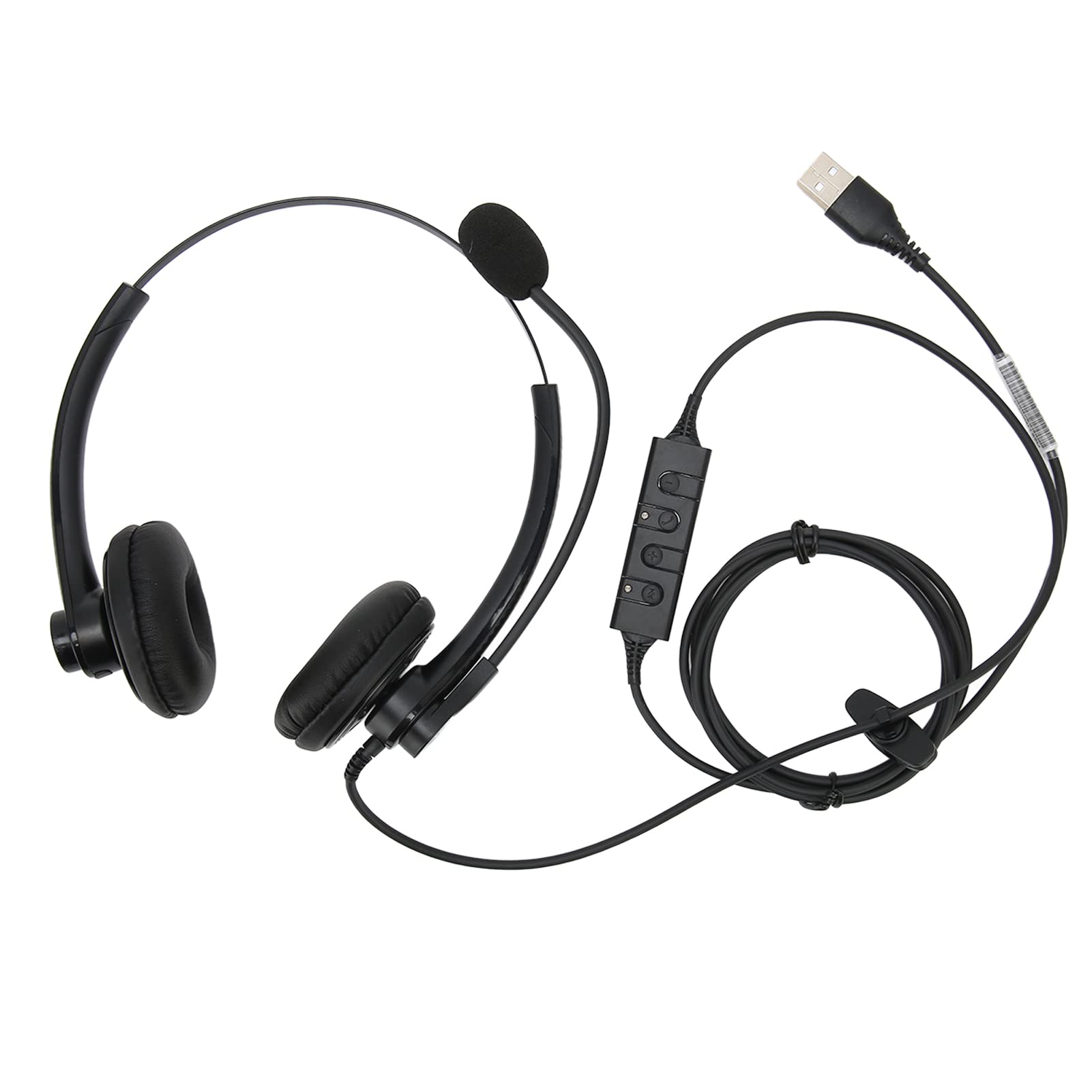 Noise Cancelling USB Wired Headset with Microphone - Binaural Business Headphones for Call Center, Customer Service & Office Use (Comfortable & Clear Calls)