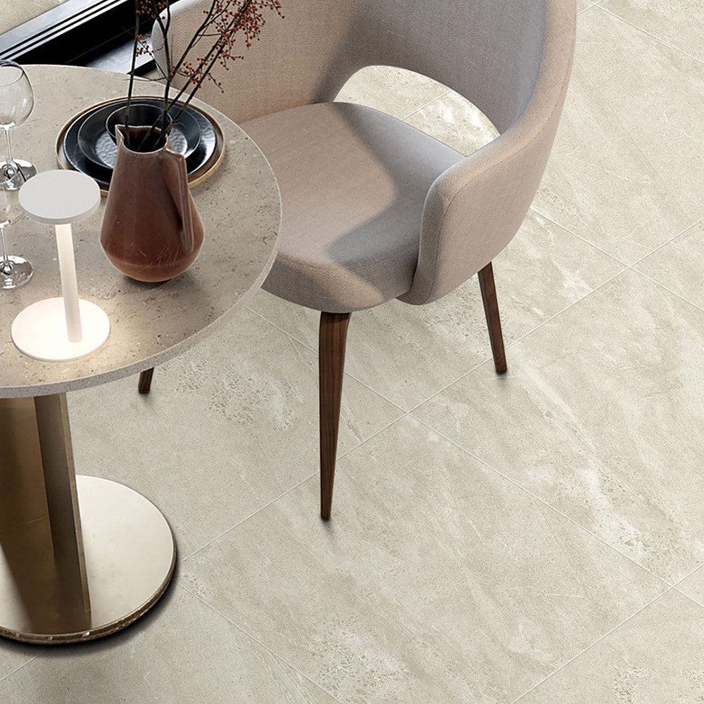 Elysium Beige 300x300mm Matt Limestone Look Porcelain Tile - Premium Floor & Wall Tiles for Bathroom, Kitchen, and Living Room