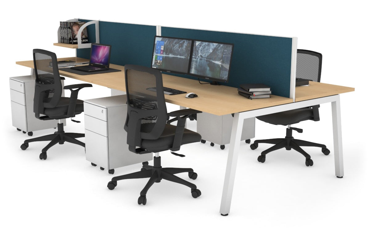 Quadro 4-Person Office Workstation Desk - 1200L x 700W Dimensions - Perfect for Team Collaboration, Open Office Spaces & Coworking Environments