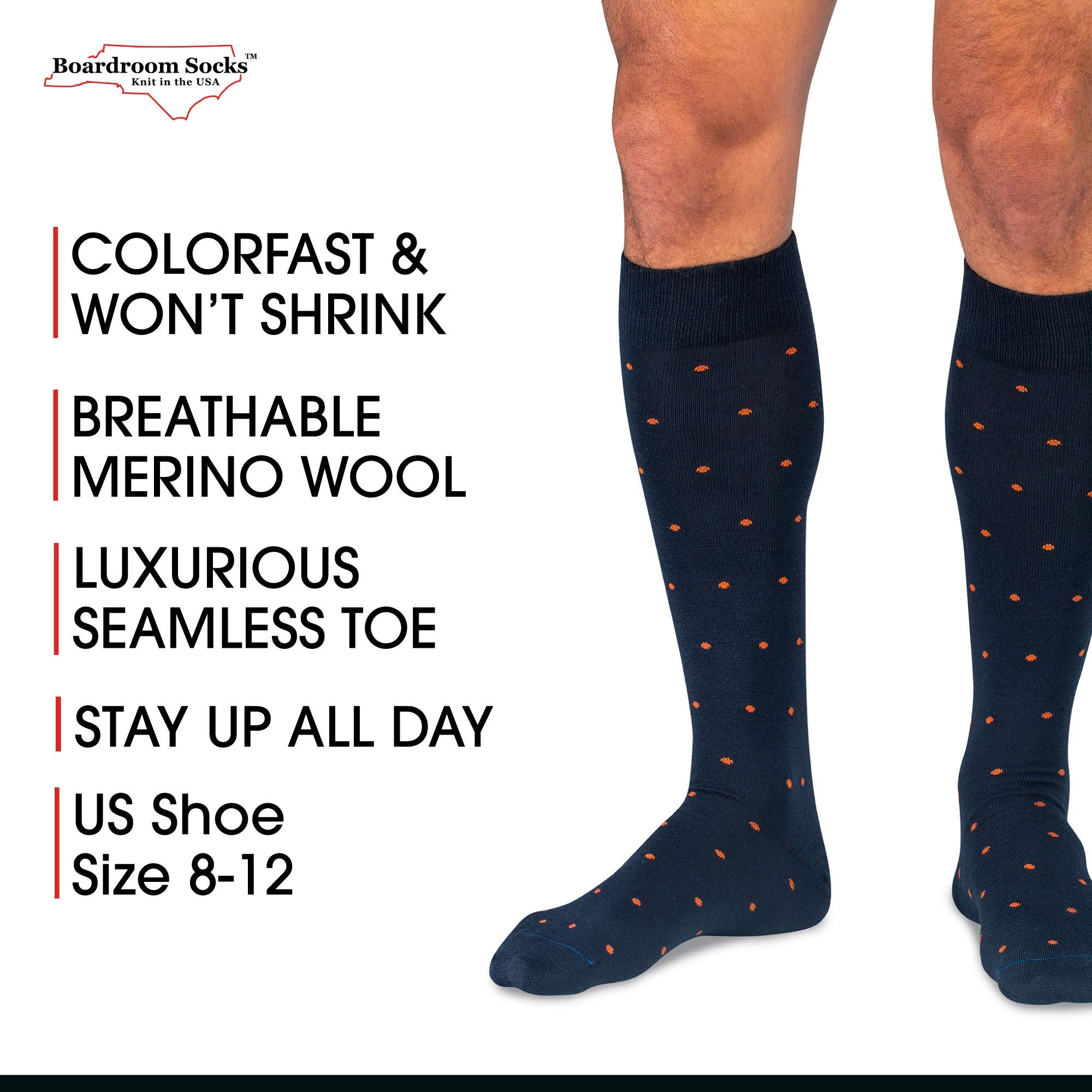 Premium Merino Wool Over-the-Calf Dress Socks for Men - Breathable, Comfortable & Stylish Patterned Socks for Business, Office & Formal Occasions