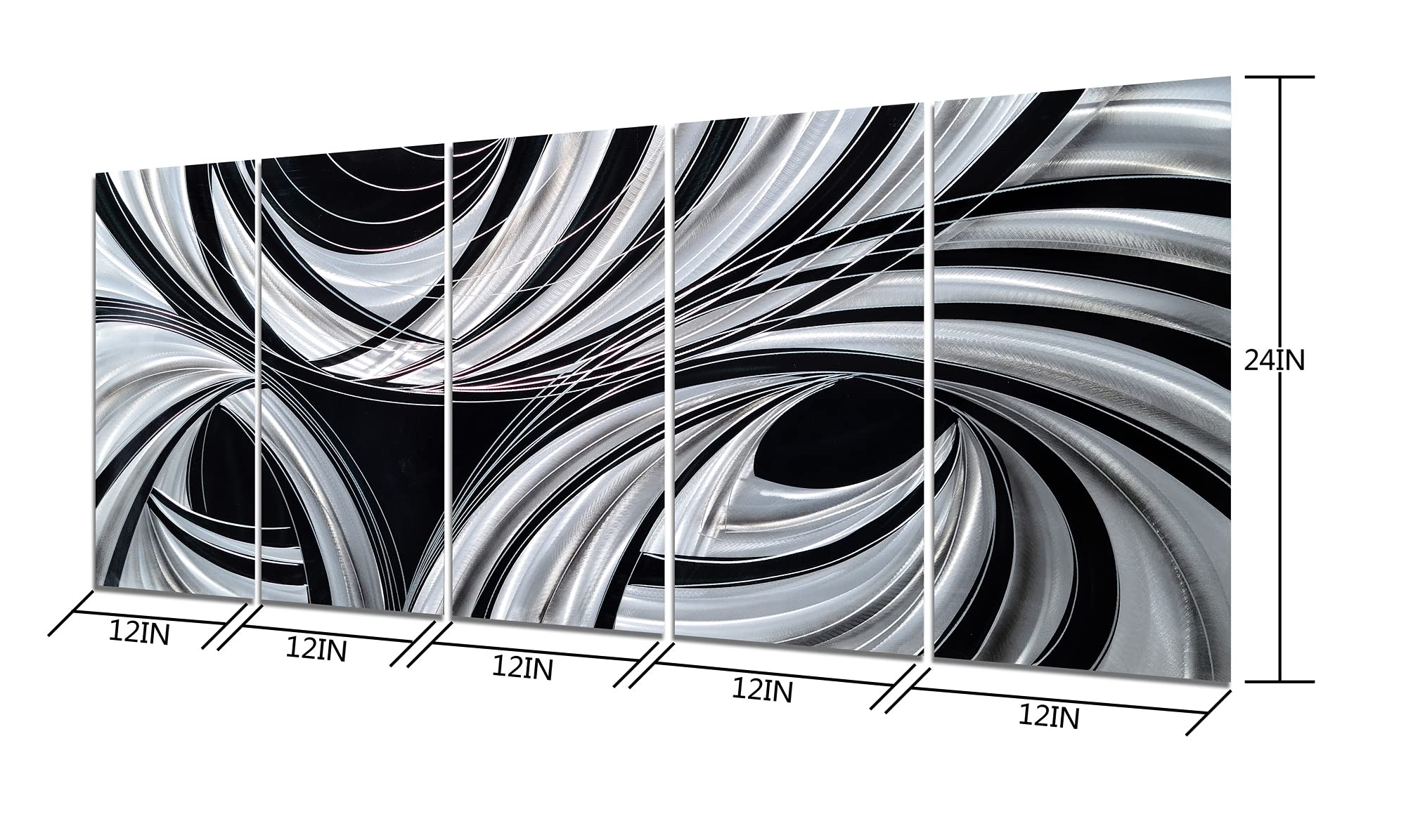 Handcrafted Abstract Black and White Metal Wall Art - Modern Aluminum Sculpture for Living Room, Bedroom & Dining Room Decor | Contemporary Home Accent for Office & Gallery Spaces