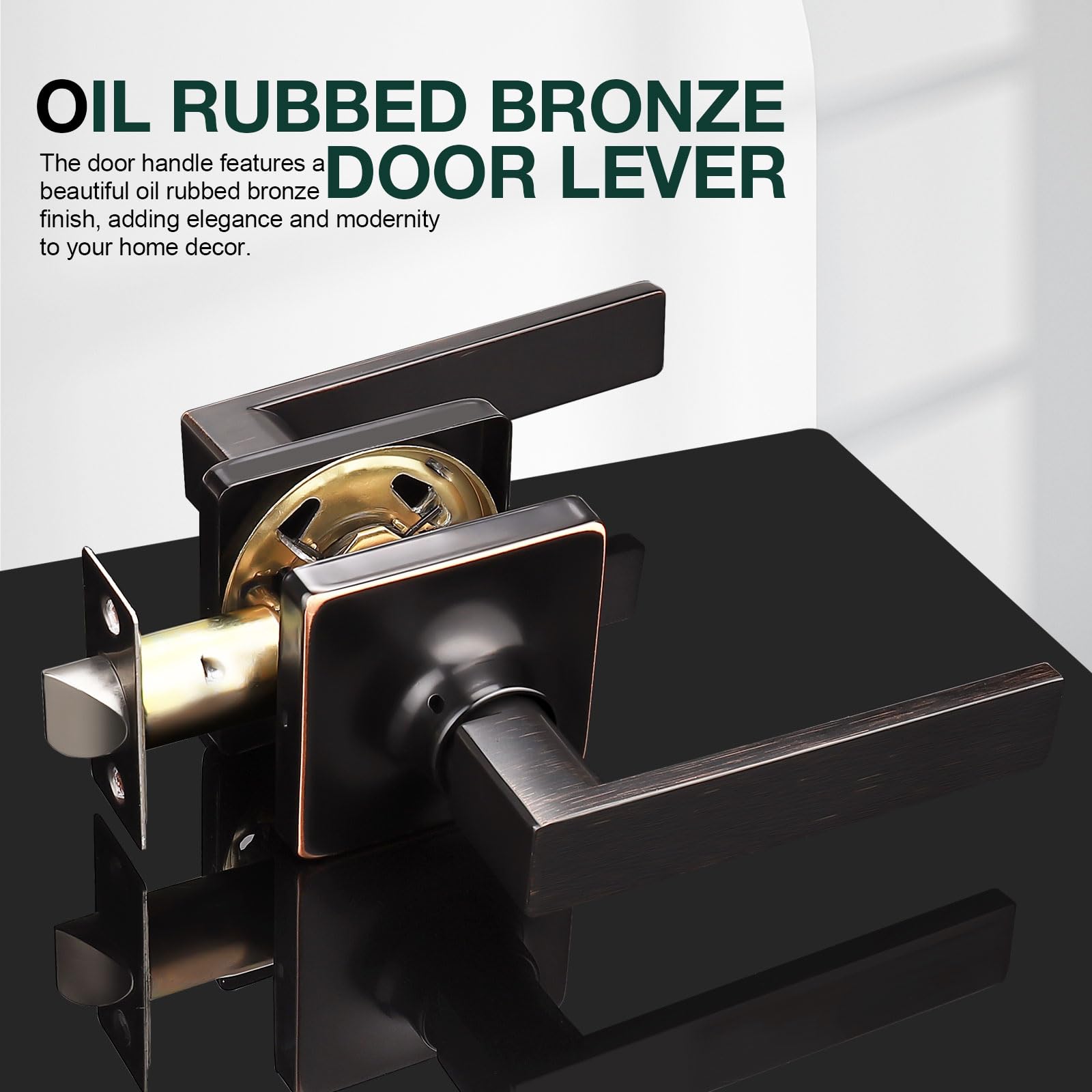 GOBEKOR 10 Pack Oil Rubbed Bronze Square Door Lever Handles - Keyless Passage Levers for Hallway, Closet & Interior Doors - Durable & Stylish Home Hardware Upgrade for Bedrooms, Bathrooms & Office Spaces