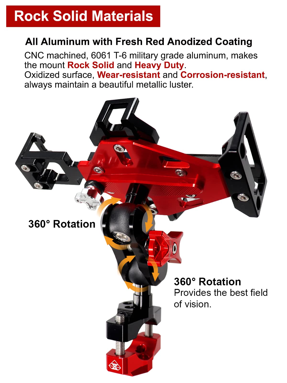 Heavy Duty Motorcycle Phone Mount - Anti-Theft All Metal Holder for Harley & Handlebars - Perfect for Adventure Riding