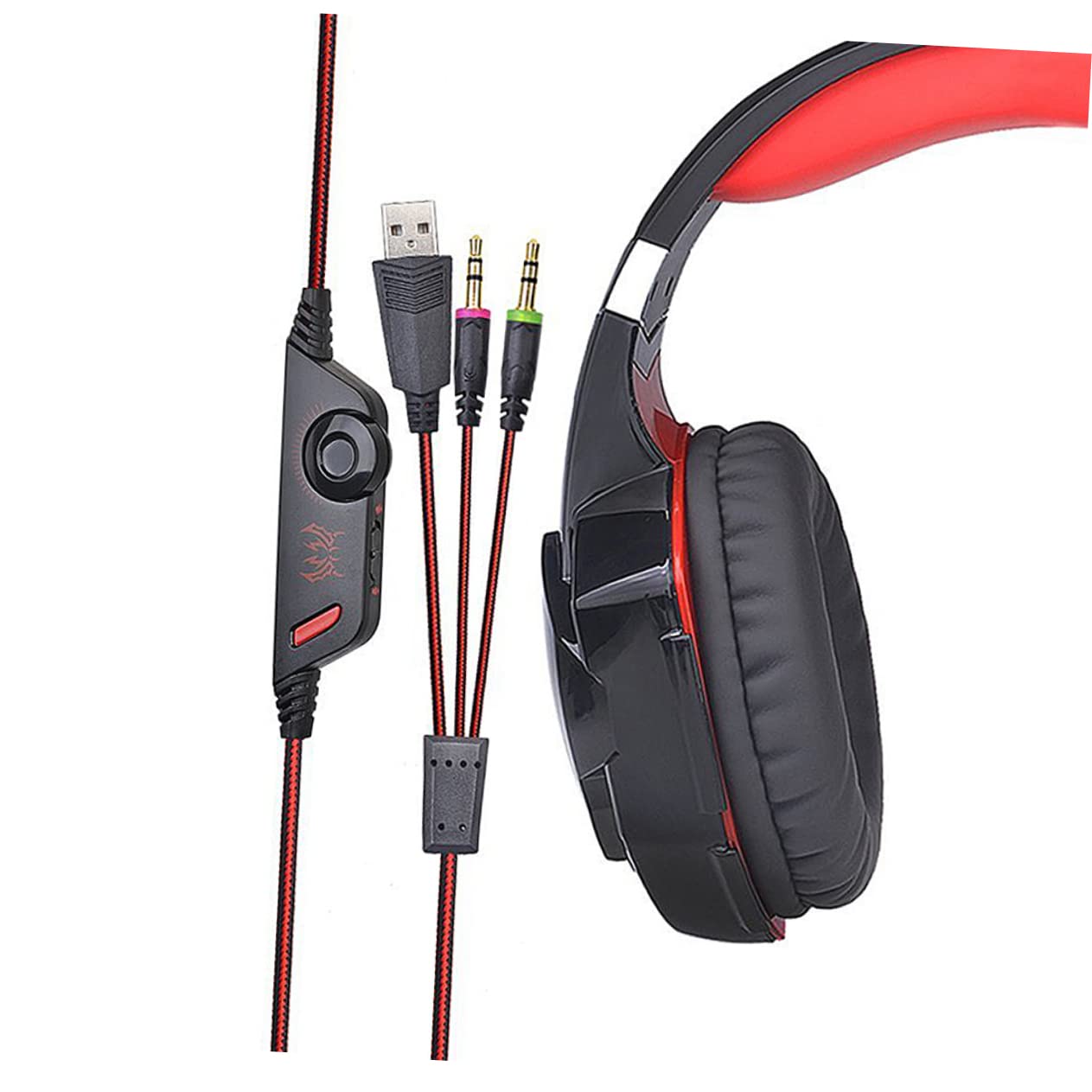 Best Gaming Headphones with Noise-Canceling Mic - Comfortable Over-Ear LED Headset for PC, PS5, Xbox (Black/Red) - Perfect for Streaming, Esports & Late-Night Gaming Sessions