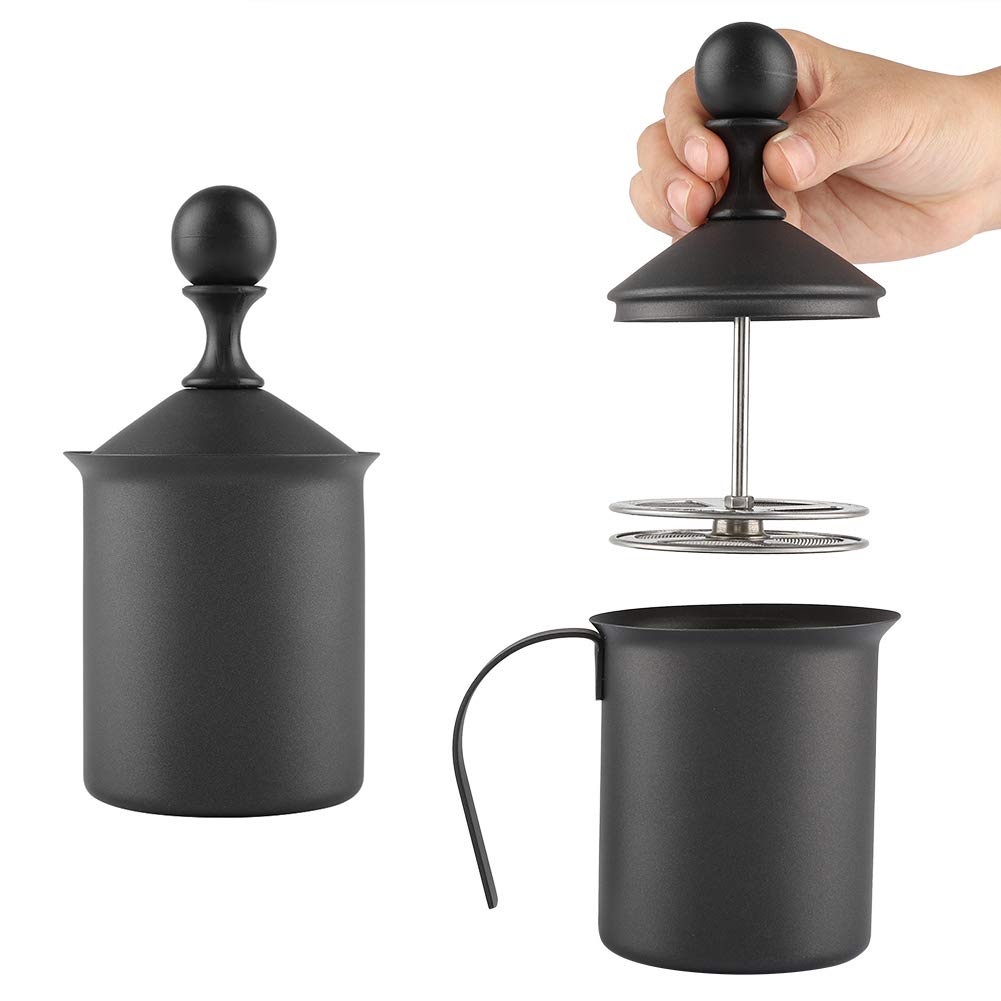Premium Manual Foam Maker - Double Mesh Milk Frother for Coffee & Latte Art, 400ml Stainless Steel Frothing Pitcher for Home Baristas & Coffee Lovers (Perfect for Cappuccinos, Lattes & Hot Chocolate)