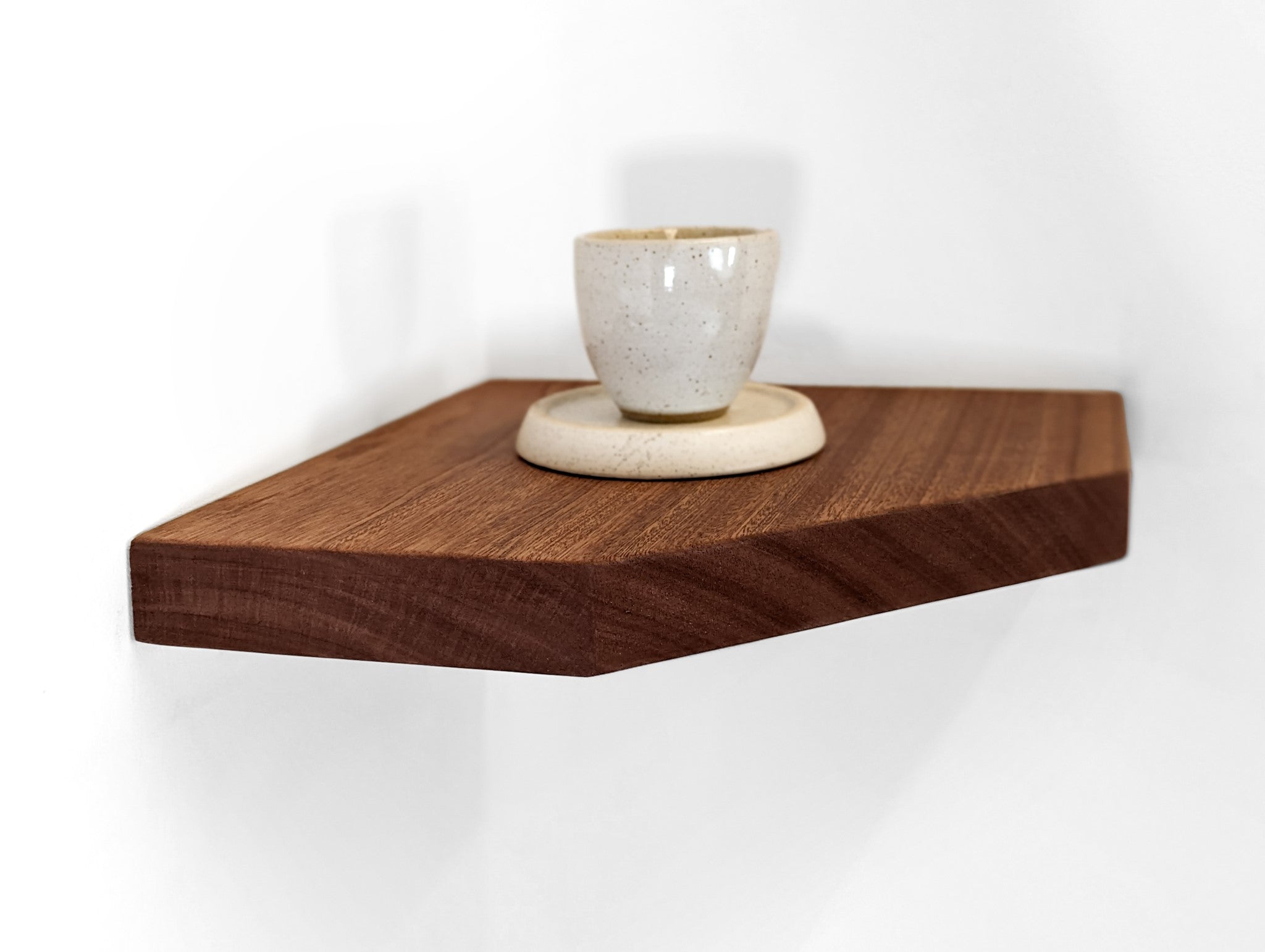 Premium Mahogany Floating Corner Shelf with Straight Edge - Perfect for Bathroom, Kitchen & Living Room Storage