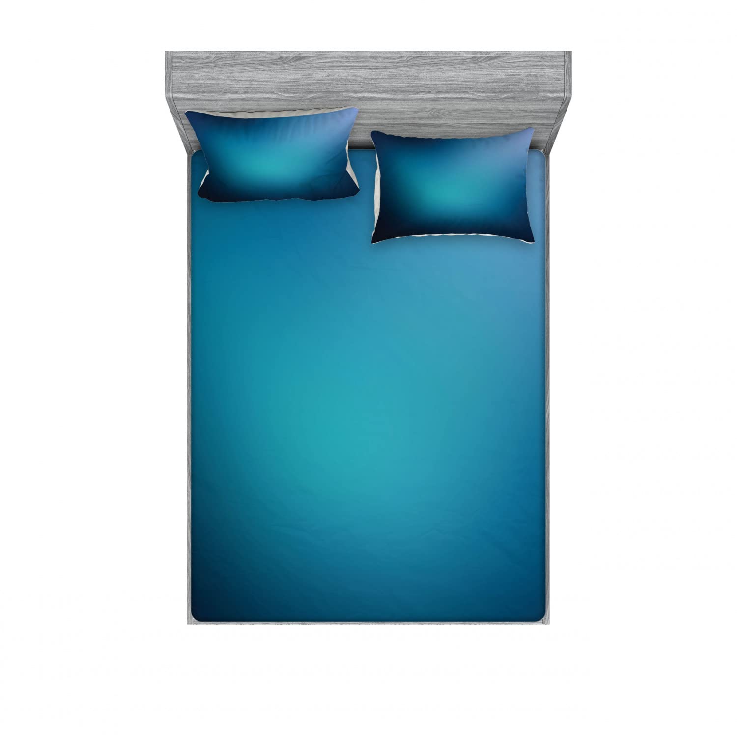 Navy Blue Ombre Style 2-Pack Fitted Sheet & Pillow Sham Set - 4 Piece Bedding Decor (2 Calking Size Sheets + 4 Pillow Covers) - Turquoise Navy Blue Gradient Design for Master Bedroom, Guest Room & Dorm Decor
