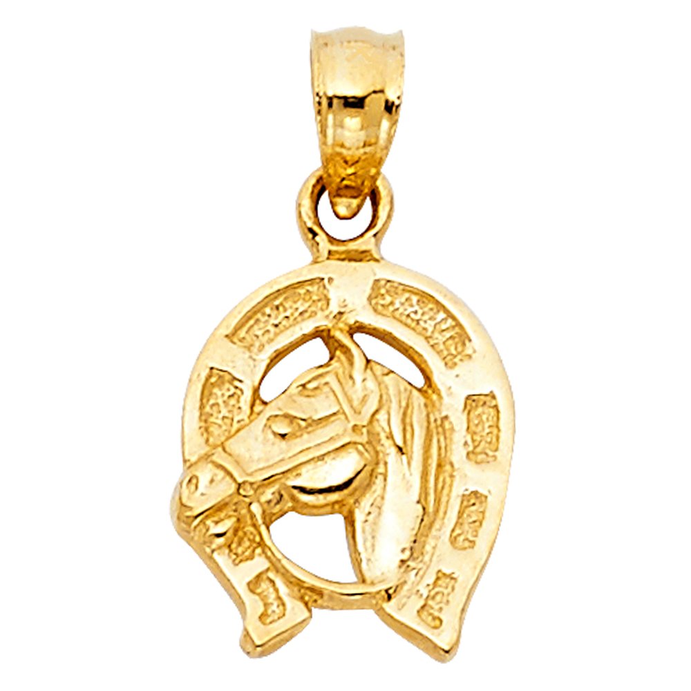 14K Yellow Gold Lucky Horseshoe Pendant Necklace - 12mm x 10mm Elegant Jewelry for Women - Perfect Gift for Birthday, Anniversary & Good Luck Charm