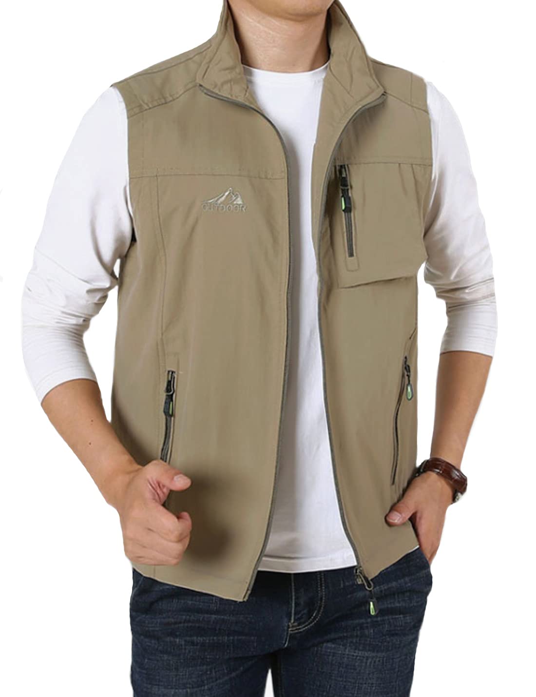 Gihuo Men's Multi-Pocket Fishing Vest - Lightweight Utility Vest for Safari, Travel, Golf & Outdoor Work - Perfect for Hiking, Camping & Fishing Trips