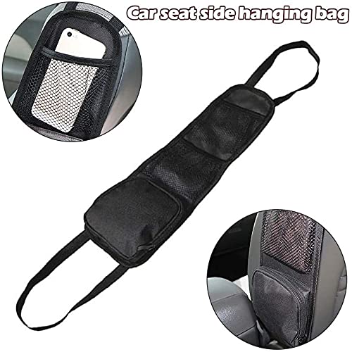 Car Seat Organizer with Multiple Pockets - Hanging Storage Bag for Auto Seat, Drink Holder & Mesh Phone Pocket - Perfect for Cars & Trucks (Black) - Ideal for Road Trips, Commuting & Family Travel