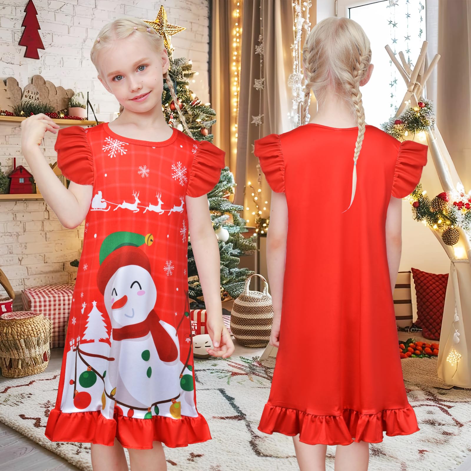 2-Pack Unicorn & Mermaid Princess Nightgowns for Girls 3-9 Years - Soft Toddler Sleepwear Pajama Set - Perfect for Bedtime, Sleepovers & Birthday Gifts