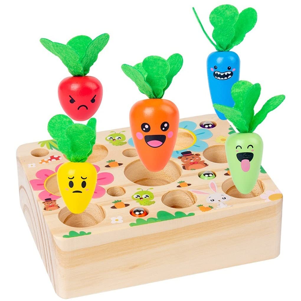 Wooden Magnetic Pulling Radishes Toy - Montessori Early Learning Educational Toy for Toddlers, Kids STEM Fine Motor Skills Development - Perfect for Preschool Classroom & Home Playtime Activities
