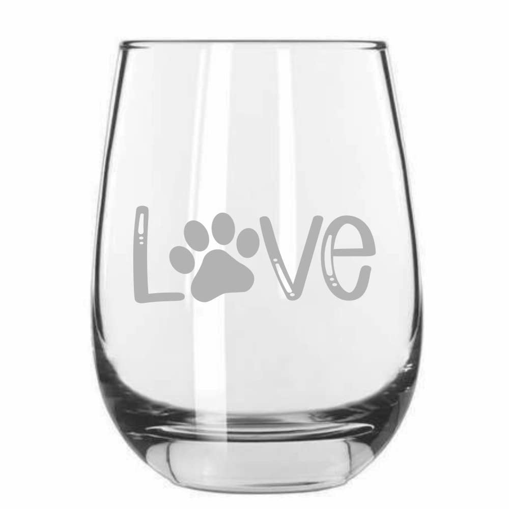 Paw Prints Stemless Wine Glass 15.25oz - Perfect for Pet Lovers & Wine Nights