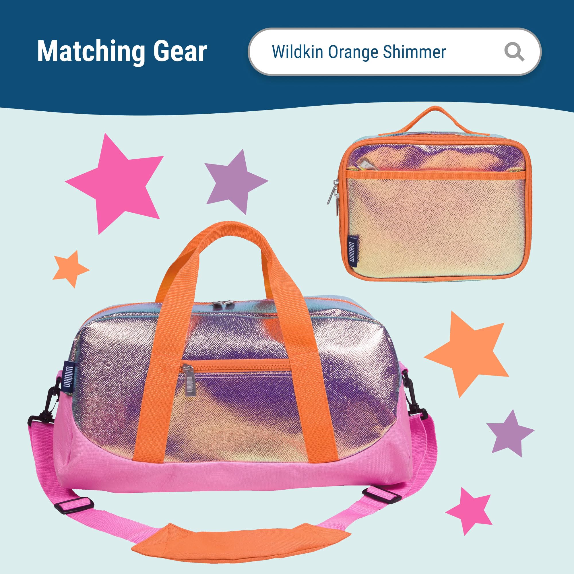 Wildkin 15-inch Kids Backpack - Durable Padded School Backpack with Adjustable Straps for Boys & Girls - Orange Shimmer - Perfect for School, Travel & Day Trips