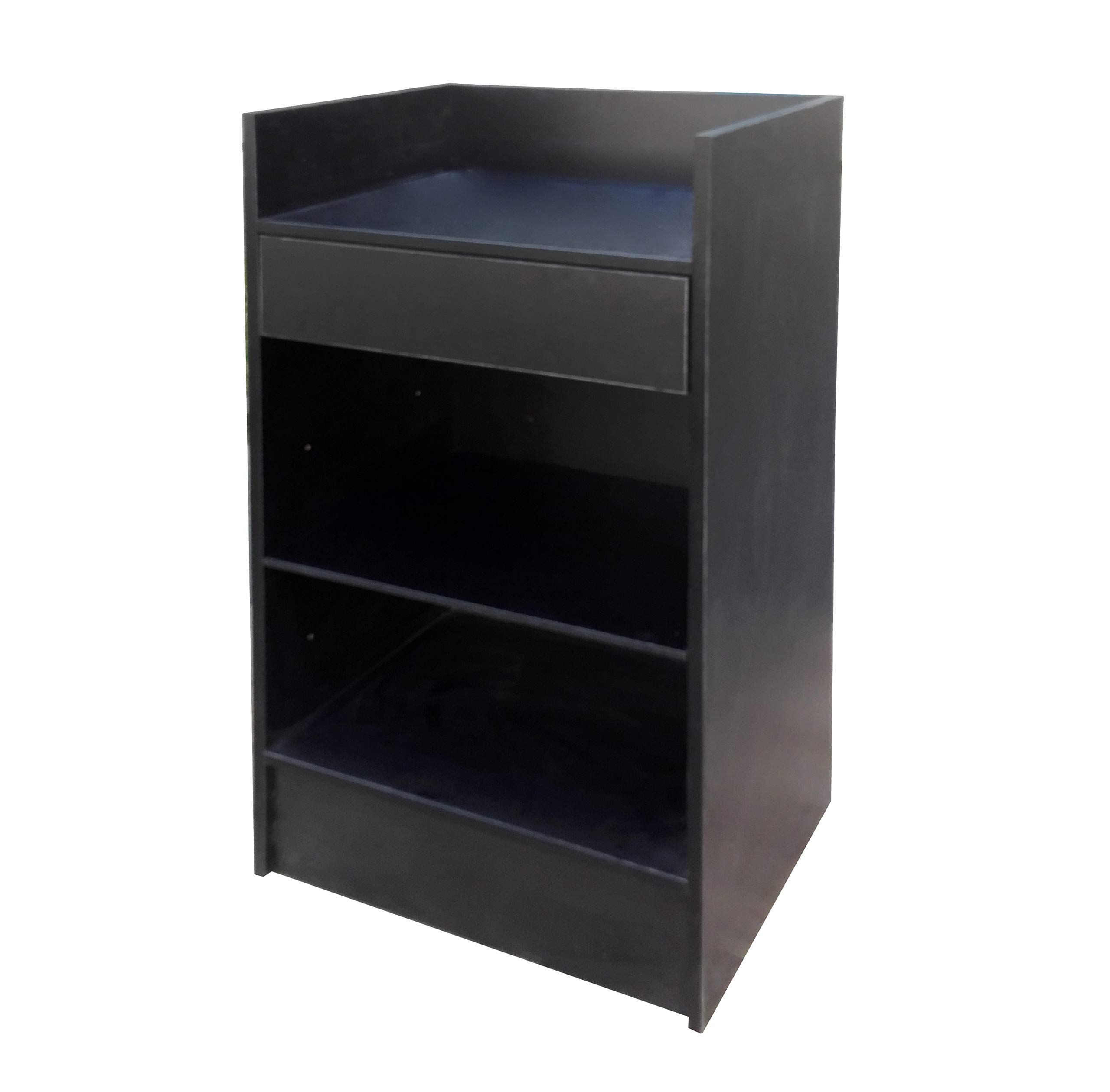 FixtureDisplays® Black Cash Wrap Counter with Adjustable Storage Shelf - Heavy Duty Retail Checkout Stand for Stores, Boutiques & Market Stalls (Model 119721) - Perfect for POS Systems, Cash Handling & Customer Transactions