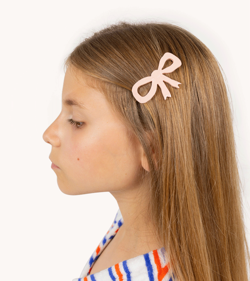 Pastel Pink Big Bow Hair Clip for Girls - Stylish Hair Accessory by Tinycottons - Perfect for Parties, Weddings, and Everyday Wear