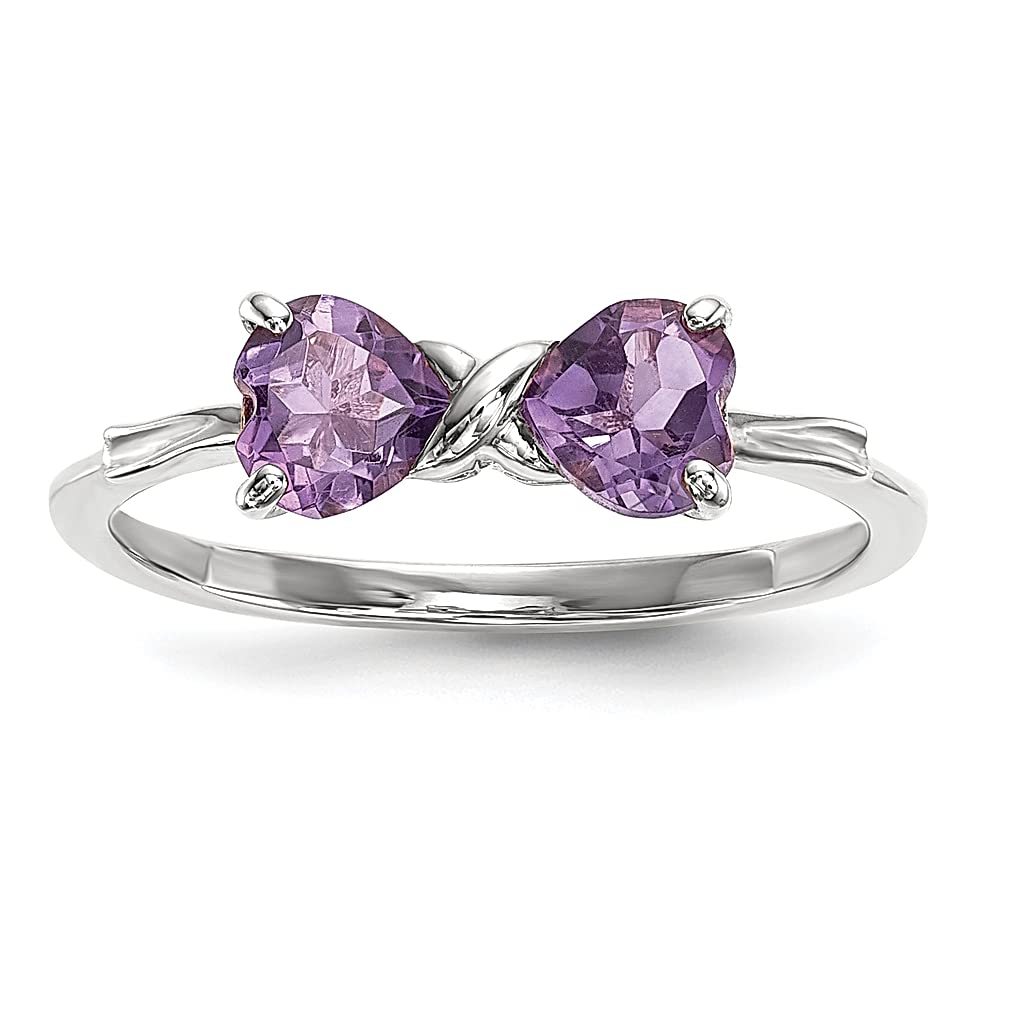 14K White Gold Amethyst Bow Ring - February Birthstone Jewelry for Women | Elegant Gift for Her, Valentine's Day, Anniversary & Special Occasions