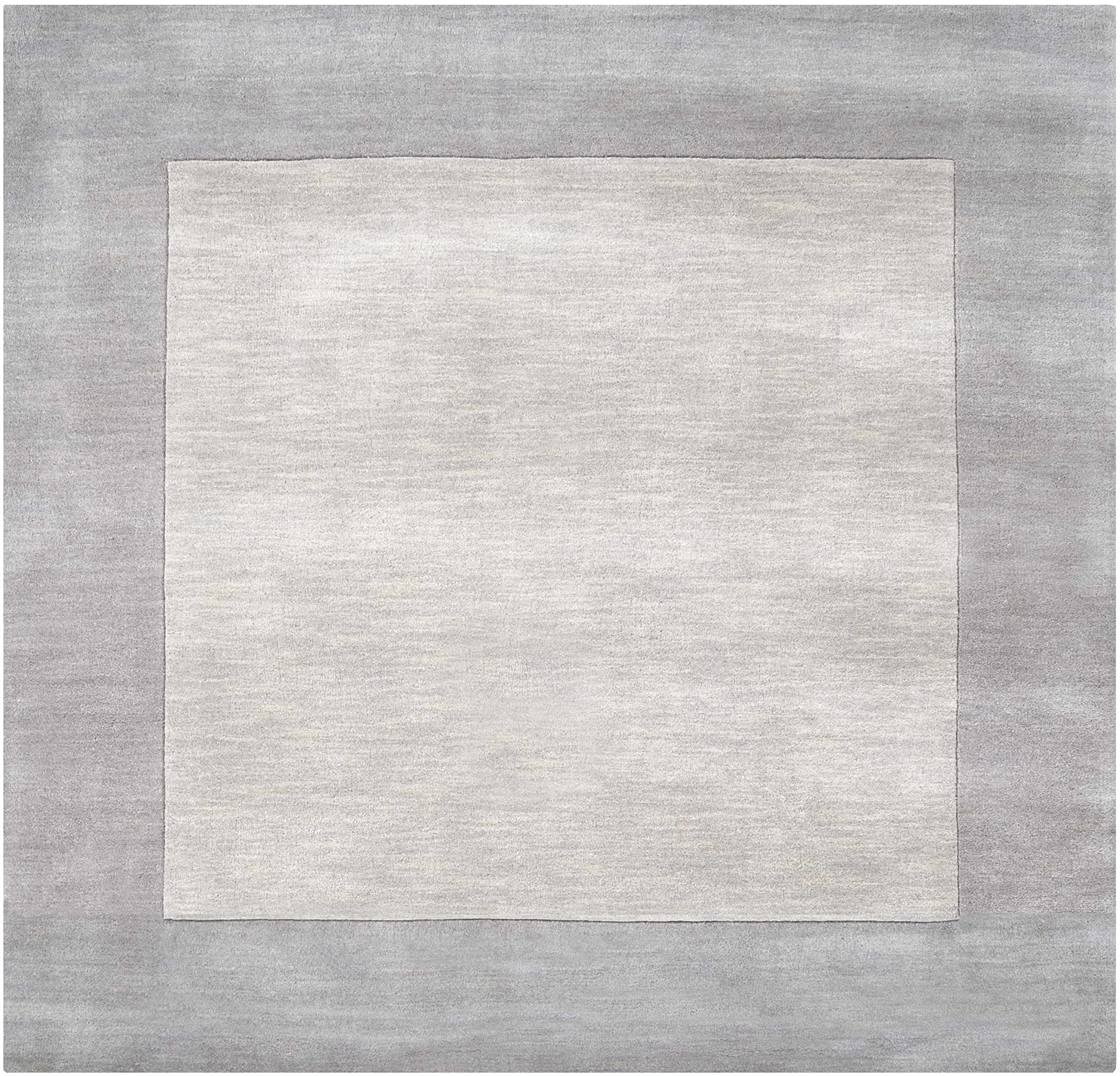 Champion Wool Area Rug 9' x 13' - Soft Gray Solid & Border Design for Living Room & Bedroom - Perfect for Cozy Home Decor & High Traffic Areas