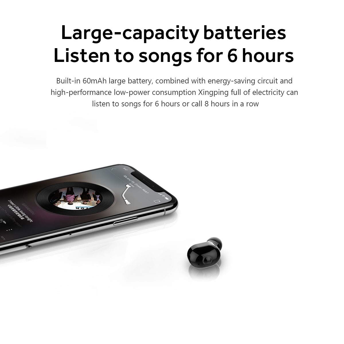 Bluetooth 5.0 Wireless Earbuds with Mic - 5 Hours Playtime, Mini In-Ear Headphones for iPhone, iPad, Samsung Galaxy, LG & Smartphones (Black) - Perfect for Gym, Running, Commuting & Work Calls