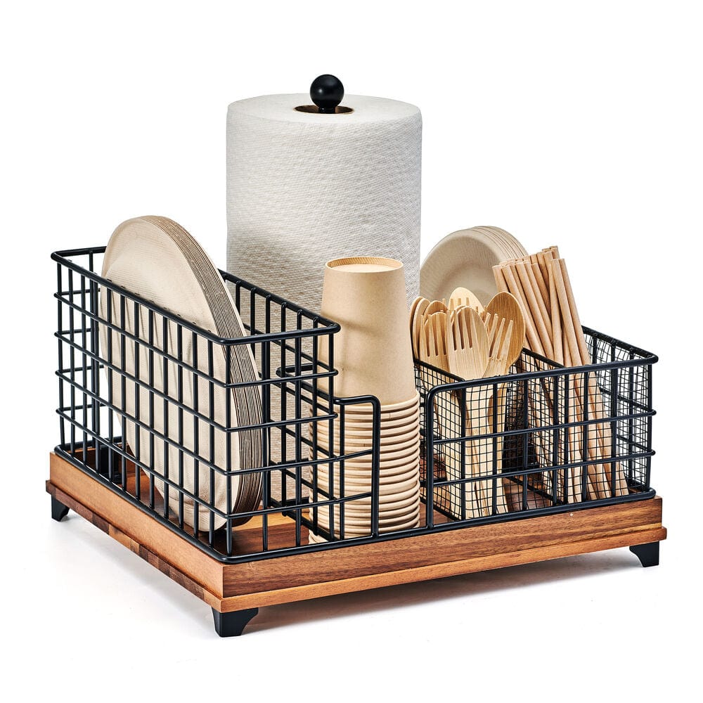 Portable Grid Hostess Picnic Storage Caddy Organizer - Foldable Outdoor Picnic Basket for Camping, Beach, and Party Supplies - Perfect for Picnics, BBQs, and Tailgating
