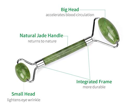 Premium Jade Roller & Gua Sha Set with Jeweled Stand & Satin Pouches - Facial Massage Tools for Skin Care, Anti-Aging, Wrinkle Reduction & Detox - Perfect for Home Spa, Self-Care Routine & Gift Giving