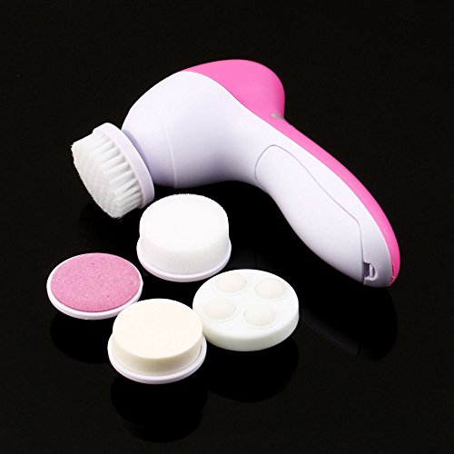 5-in-1 Electric Facial Cleansing Brush for Deep Cleansing & Massage - Rechargeable Waterproof Face Brush for Exfoliation, Blackhead Removal & Skin Care - Perfect for Spa, Travel & Daily Skincare Routine