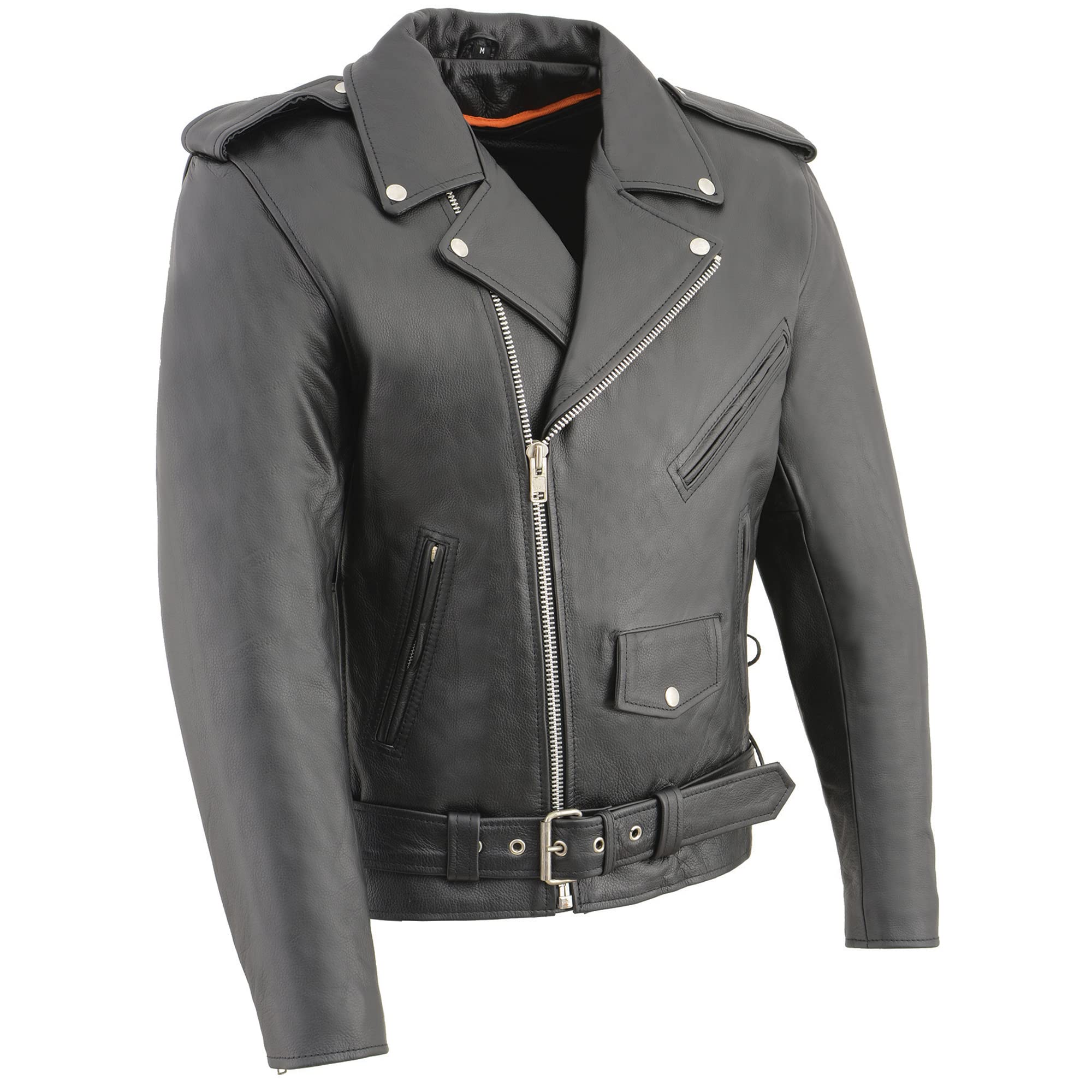 Milwaukee Leather Men's Classic Side Black Leather Lace-Up Police Style Motorcycle Jacket SH1011 | Durable Biker Jacket for Riding & Outdoor Adventures