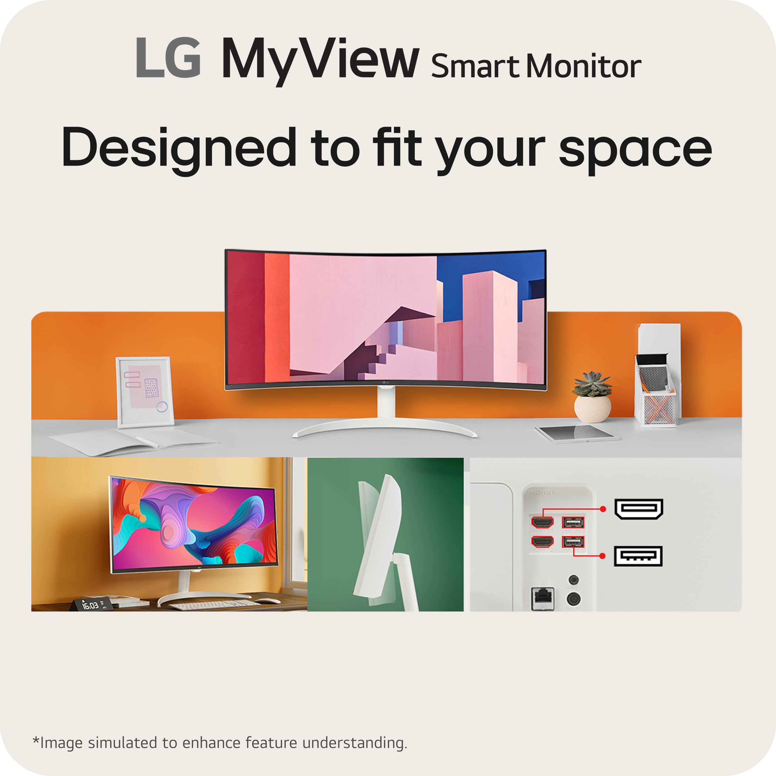 LG 34SR60QC-W 34-inch UltraWide QHD Curved Smart Monitor (3440x1440) with webOS, HDR10, 100Hz Refresh Rate, Built-in Speakers & AirPlay2 - Perfect for Home Office, Gaming & Streaming Entertainment