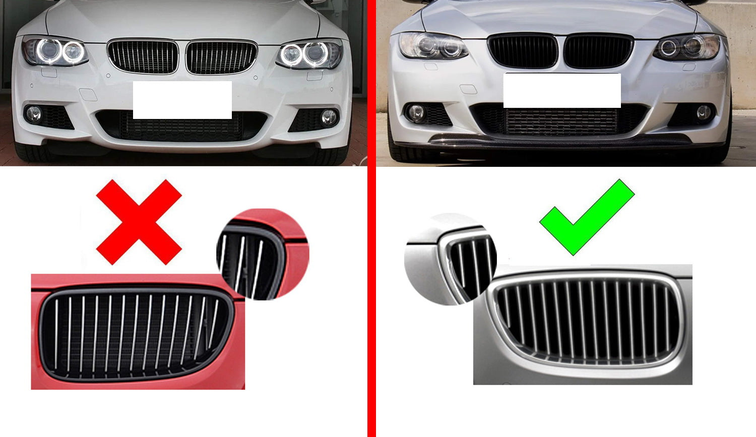 BMW E92 E93 3 Series Coupe M Color Grille Insert Trims (2007-2010) - 14 Beam Design | Upgrade Your Front Grille for Sporty Look & Enhanced Style | Perfect for Car Enthusiasts & Custom Modifications