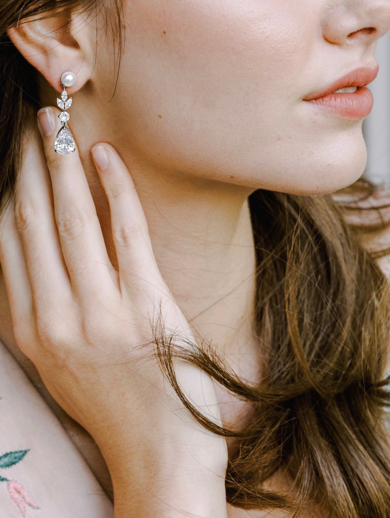 WILHELMINA Simulated Diamond & Pearl Drop Earrings for Women - Elegant Cubic Zirconia & Faux Pearl Dangle Earrings for Wedding, Party, Date Night