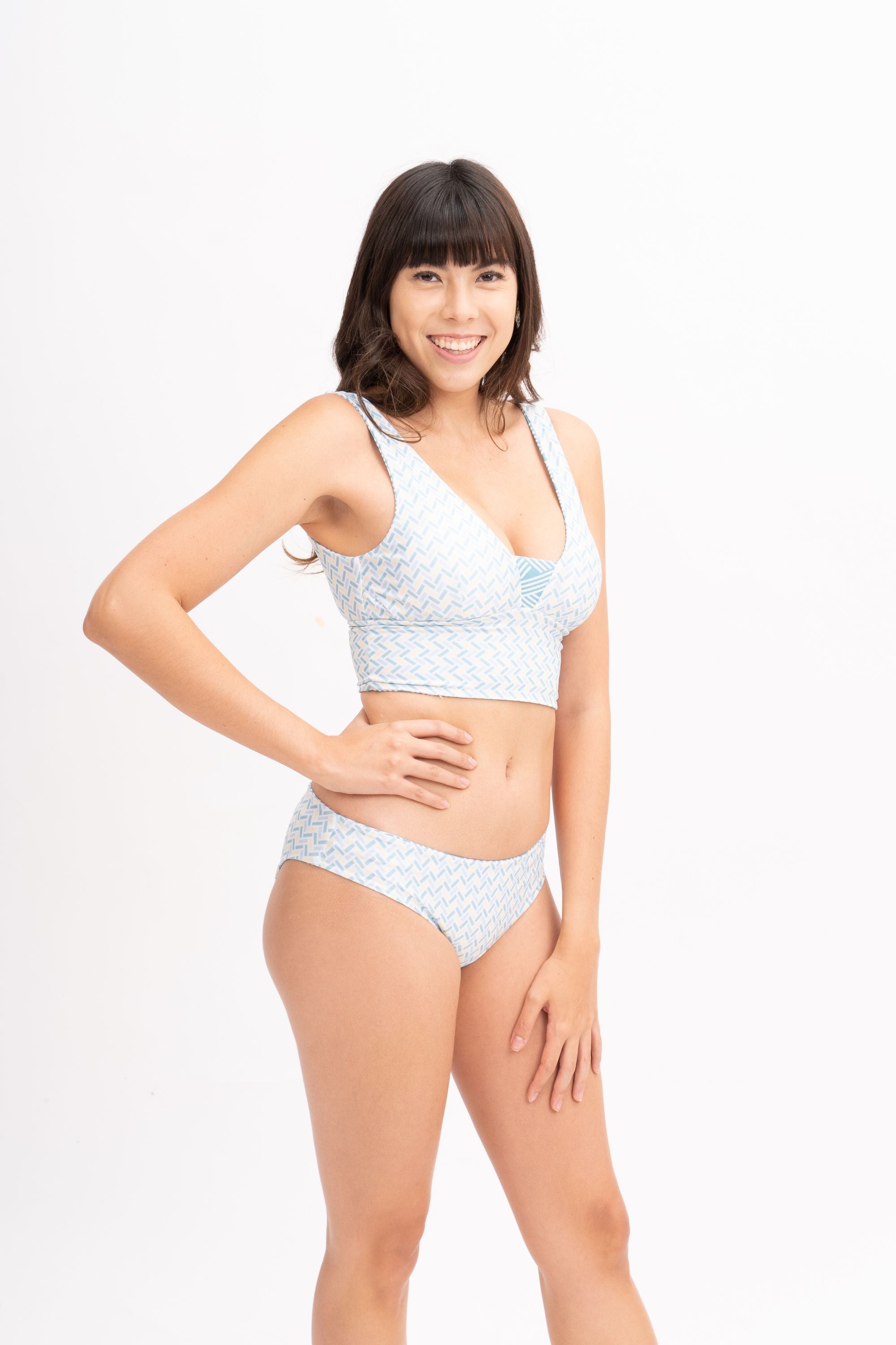 Reversible Sipadan Crop Bikini Top - Seafoam & Braid Colors | Perfect for Beach Vacations, Pool Parties & Summer Getaways