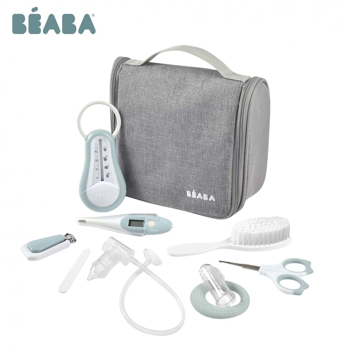Beaba 9-Piece Baby Care Set with Hanging Bag - Essential Newborn Grooming Kit for Bath Time, Diaper Changes & Travel