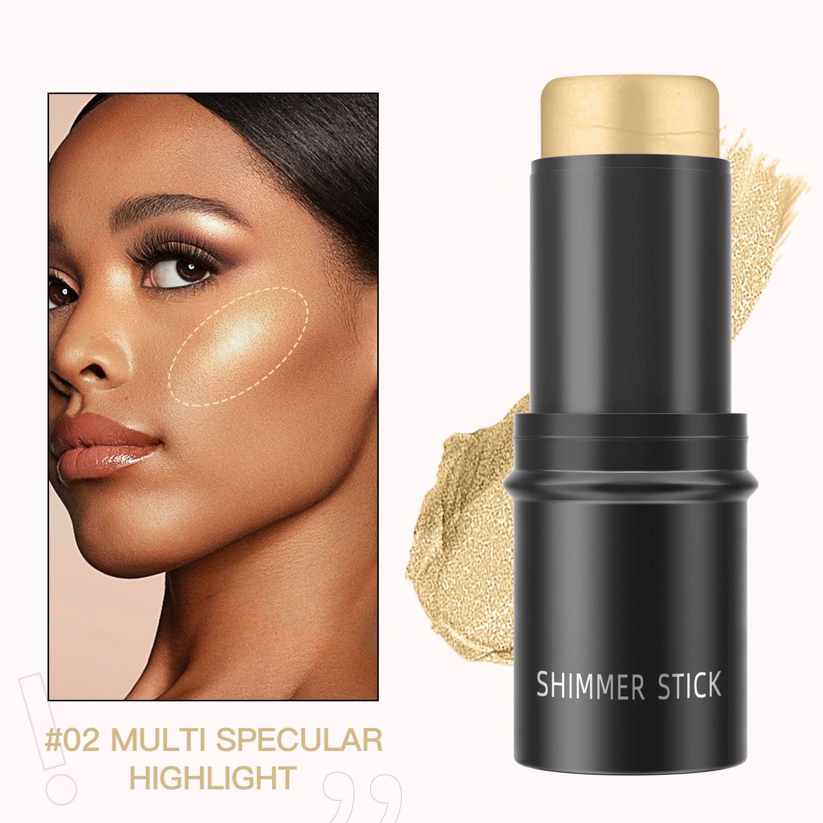 Shimmer Highlighter Stick & Moisturizing Blush Stick Set - 1 Pack Multifunctional Makeup Sticks for Lips, Cheeks & Contour - Perfect for Mature Skin & Older Women (02 Strobe) | Ideal for Everyday Glow, Special Occasions & On-the-Go Touch-Ups