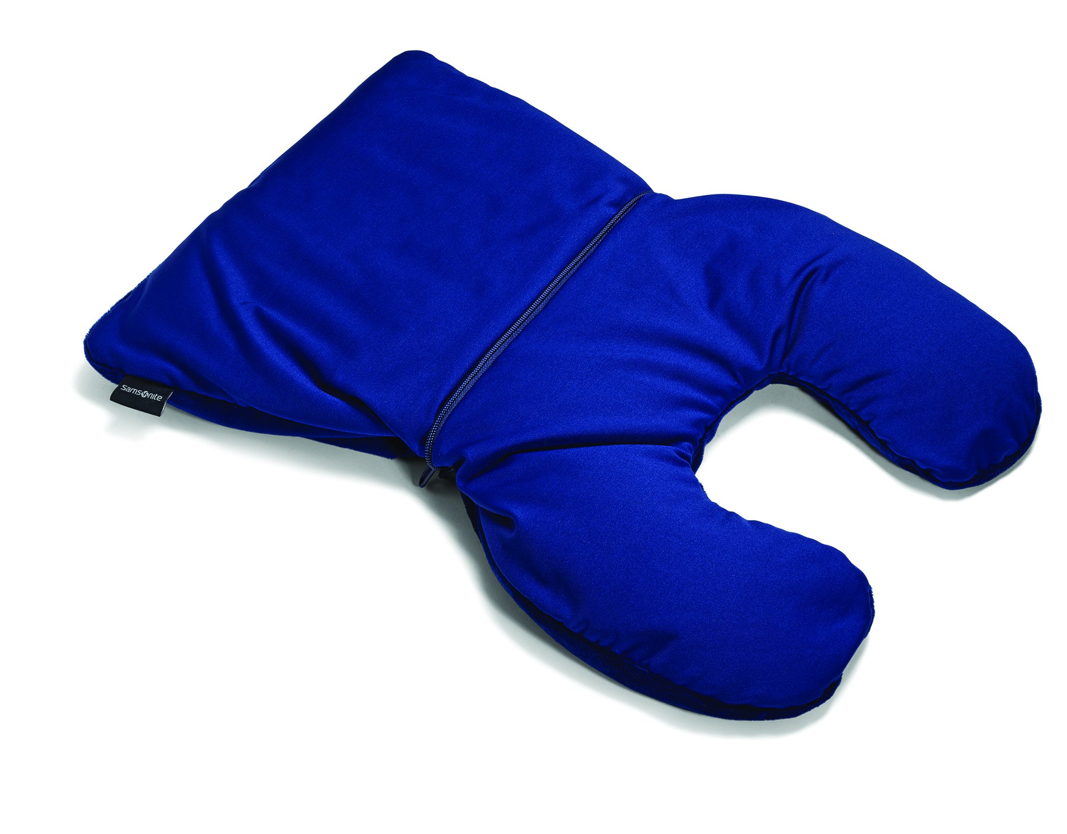 Samsonite 2-in-1 Magic Travel Pillow for Neck Support - Navy Blue Comfort Pillow for Airplane, Car & Office Use - One Size Fits All