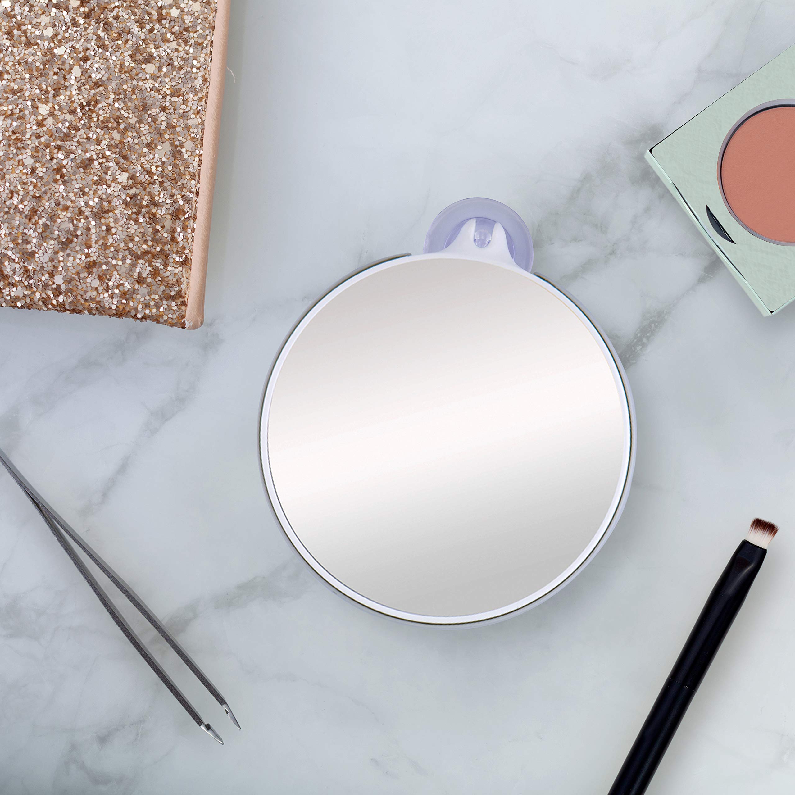 Zadro 10X/5X Dual-Sided Magnifying Makeup Mirror - Lightweight Travel Mirror with Suction Cup, Clear Acrylic in Gray/White - Perfect for Home Vanity, Travel & Professional Makeup Artists