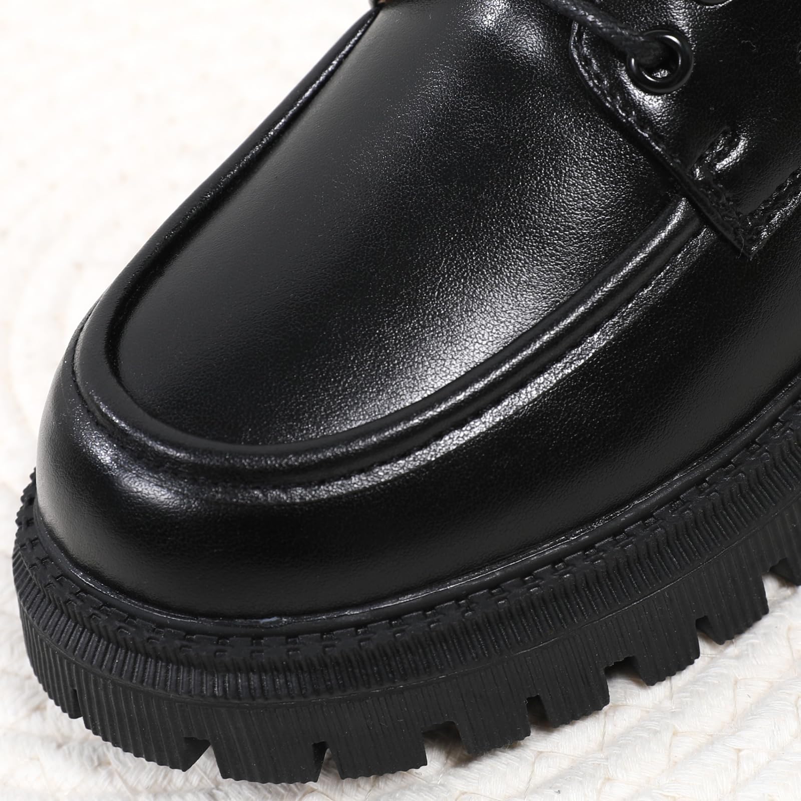 Stylish Black Oxford Shoes for Women - Platform Chunky Heel Patent Leather Business Casual Work Shoes | Comfortable & Classic Design for Office, Party & Daily Wear