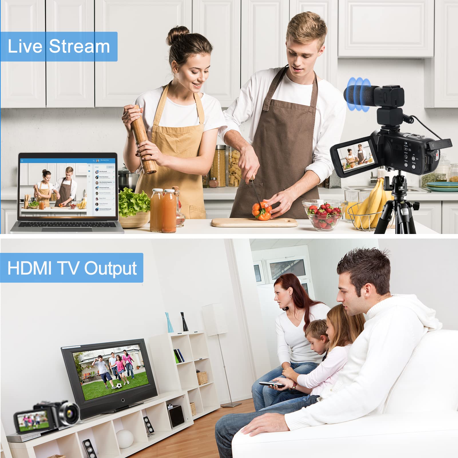 4K Ultra HD WiFi Vlogging Camera - 48MP Digital Camcorder with 18X Zoom, 3.0