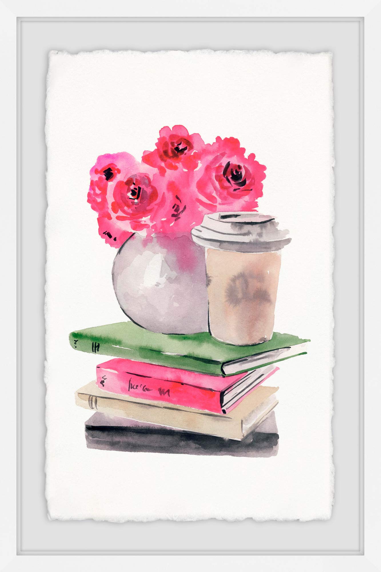 Marmont Hill Book and Coffee Corner Framed Canvas Art Print - Perfect for Living Room, Bedroom & Office Decor