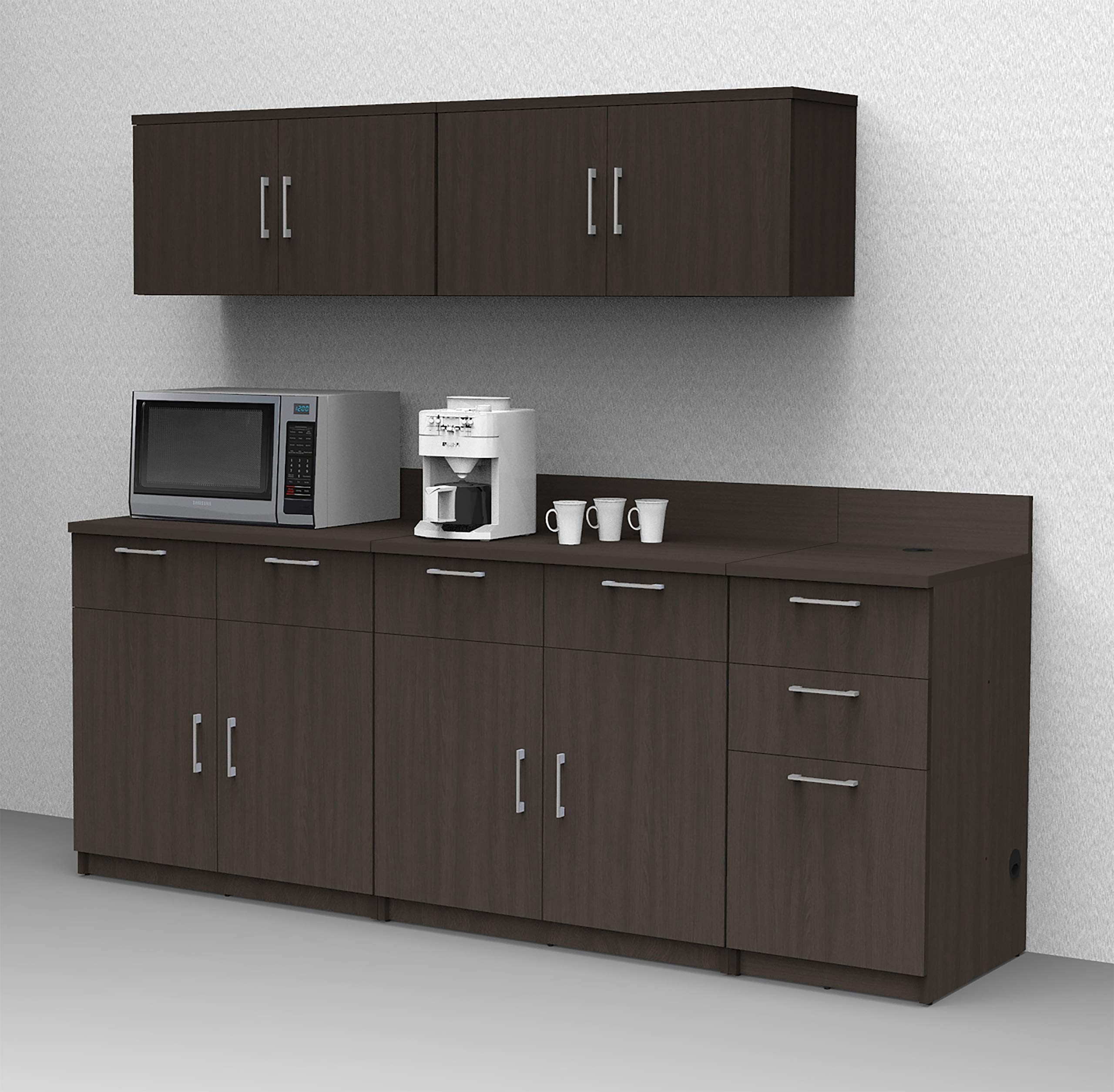 BREAKtime Coffee Break 5-Piece Espresso Buffet Dining Set - 90 Inch Wide, Factory Assembled (Furniture Only) - Perfect for Office Cafeterias, Break Rooms & Commercial Spaces